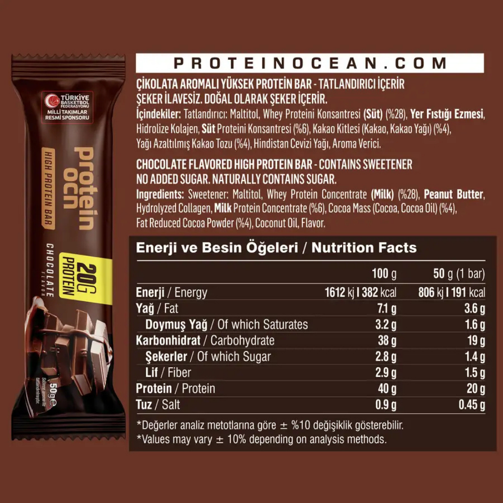 Protein Ocean Protein Bar 50 gr x 12 Adet