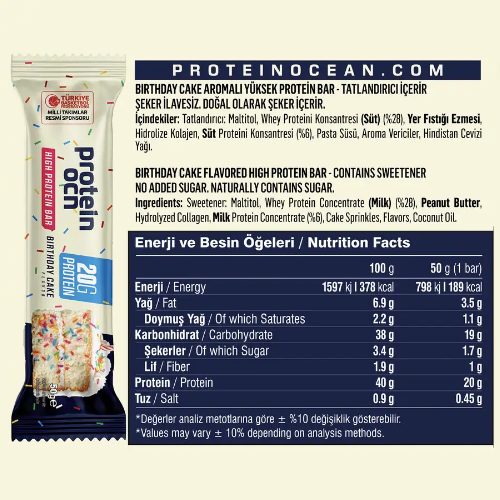 Protein Ocean Protein Bar 50 gr x 12 Adet