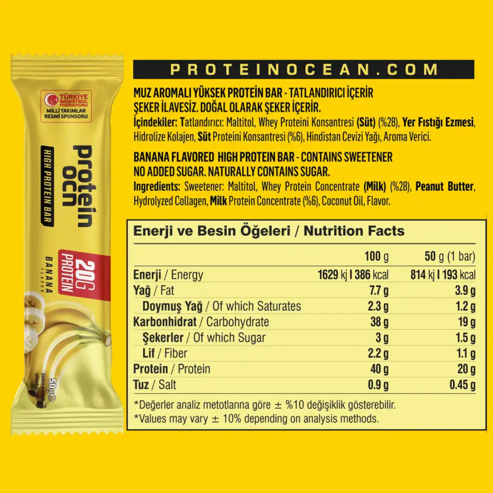 Protein Ocean Protein Bar 50 gr x 12 Adet