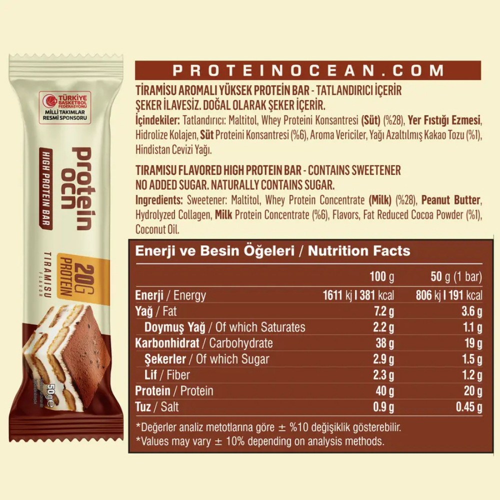Protein Ocean Protein Bar 50 gr x 12 Adet