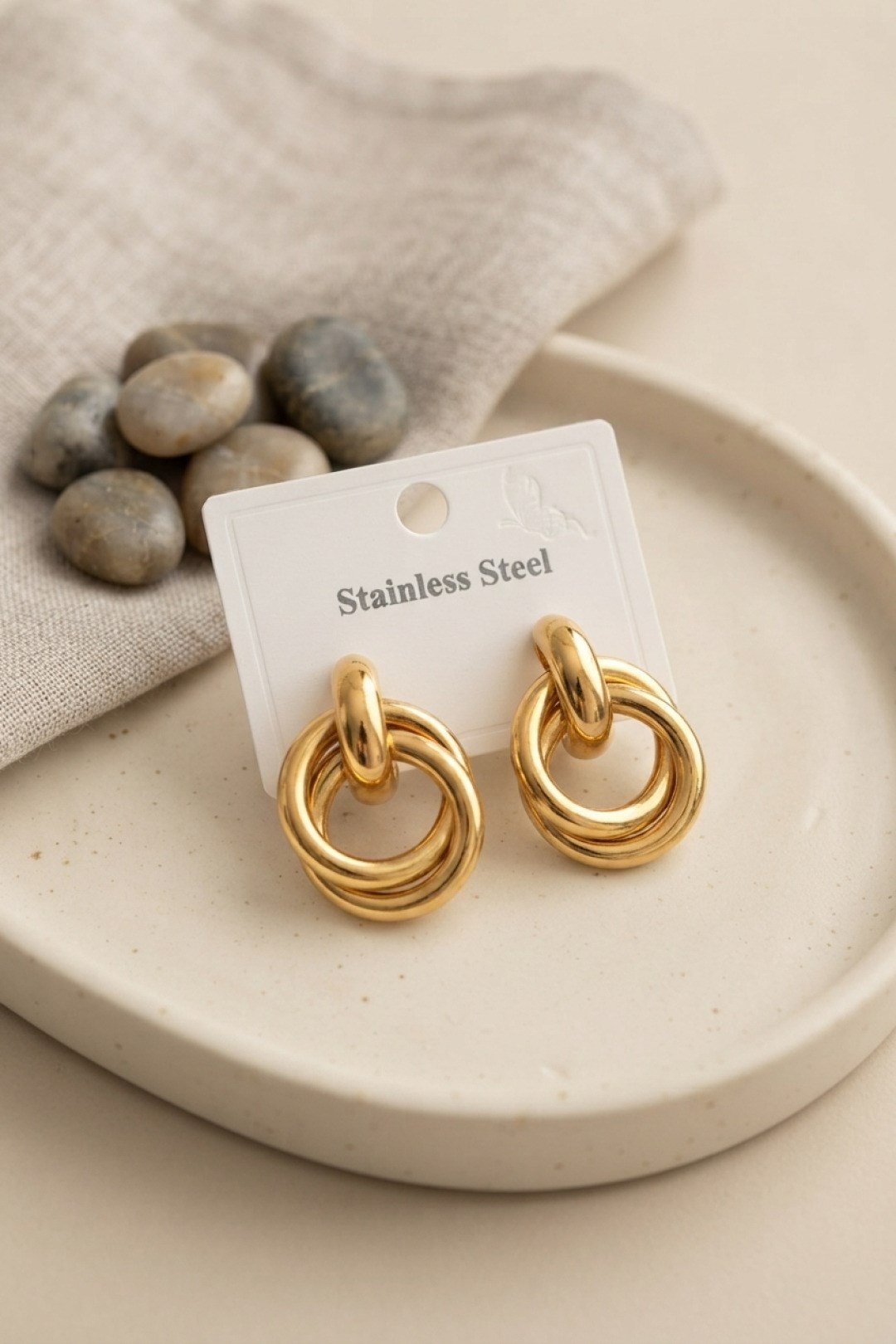 316L Çelik Gold Renk Halka Model Küpe