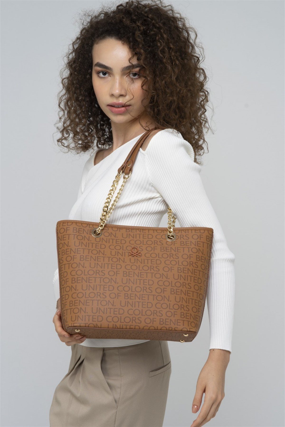 Benetton bnt 826 Kadın Omuz Çantası Camel