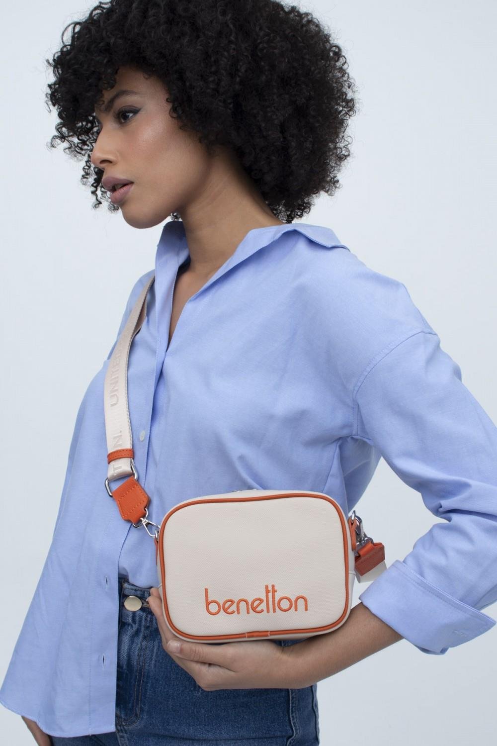 Benetton bnt1341 Kadın Çapraz Çanta Bej Turuncu
