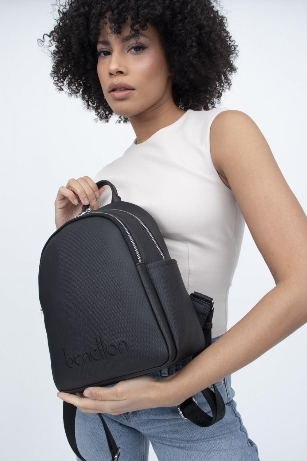 Benetton bnt1344 Kadın Sırt Çantası Siyah