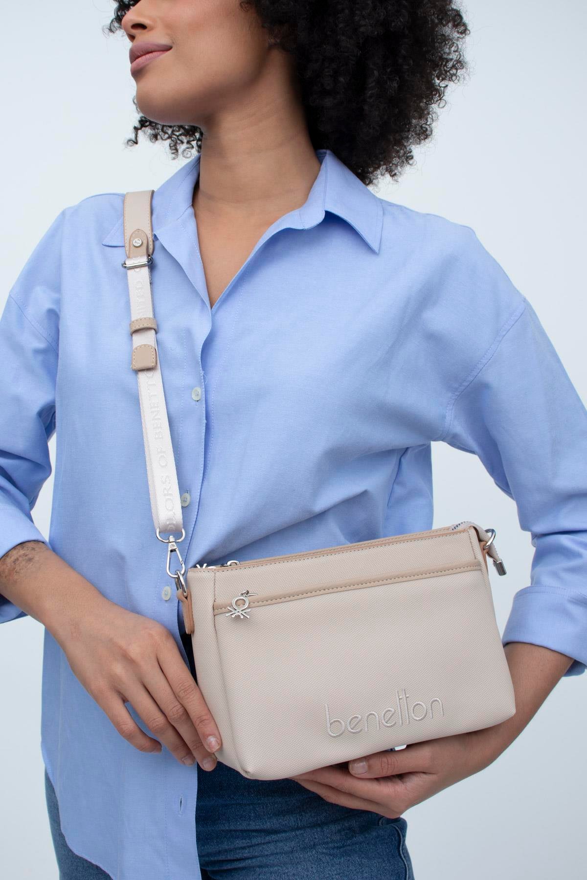 Benetton bnt1349 Kadın Çapraz Çanta Bej