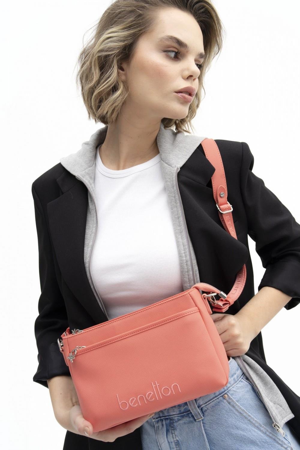 Benetton bnt1349 Kadın Çapraz Çanta Mercan