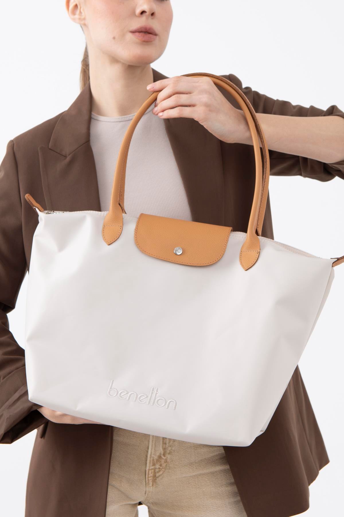 Benetton BNT1355 Kadın Kol Çantası Bej-Camel