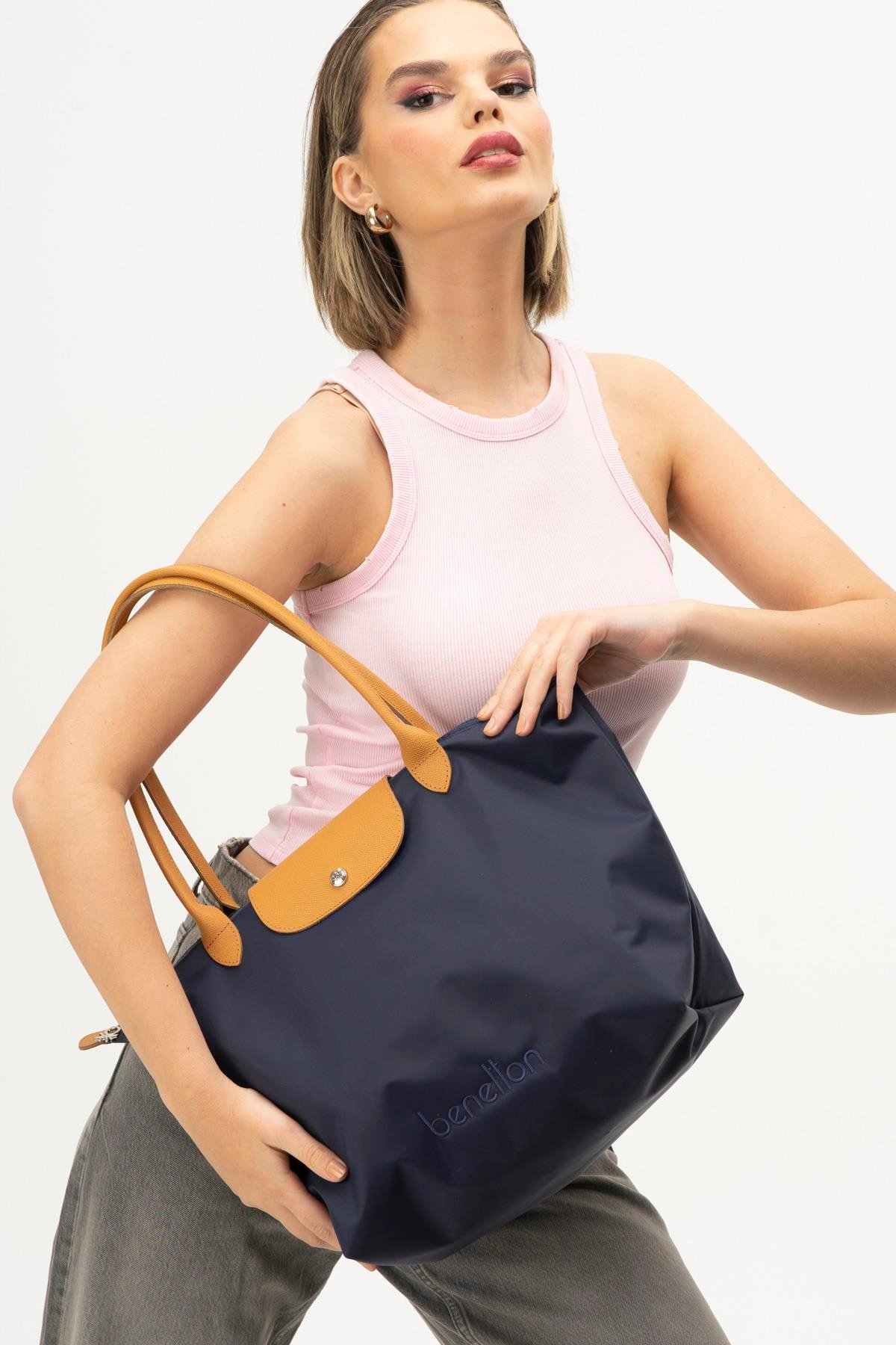 Benetton BNT1355 Kadın Kol Çantası Lacivert -Camel