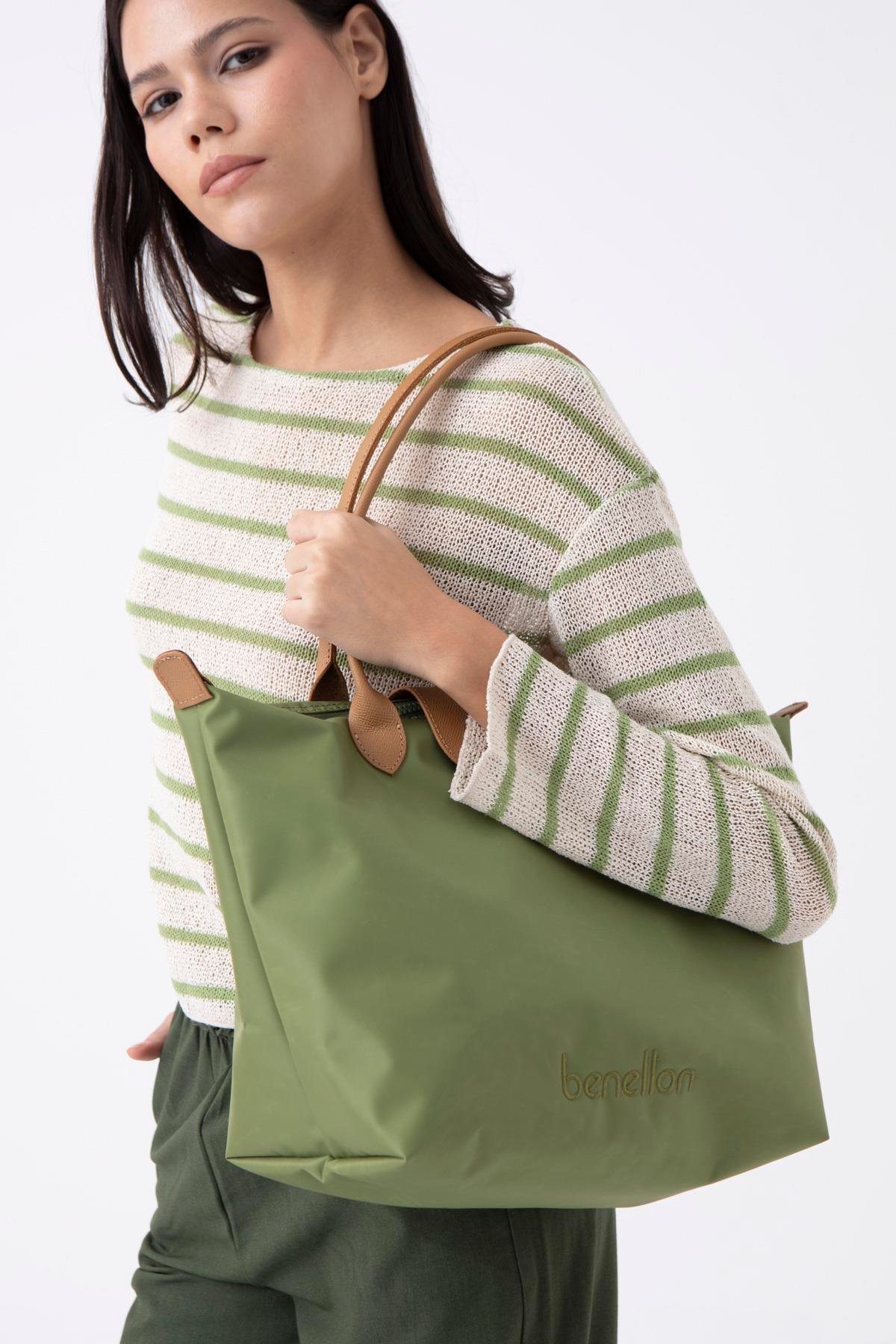 Benetton BNT1355 Kadın Kol Çantası Yeşil -Camel