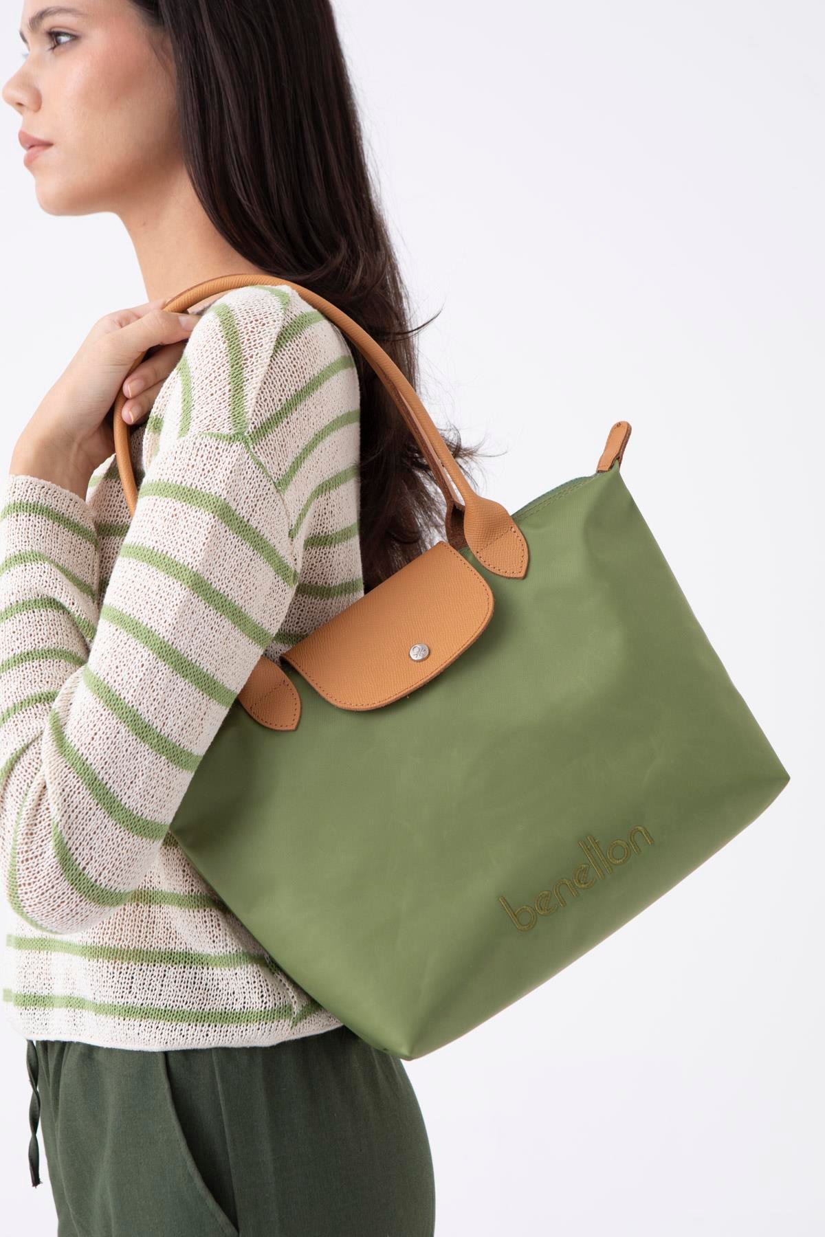 Benetton bnt1357 Kadın El Çantası Yeşil Camel