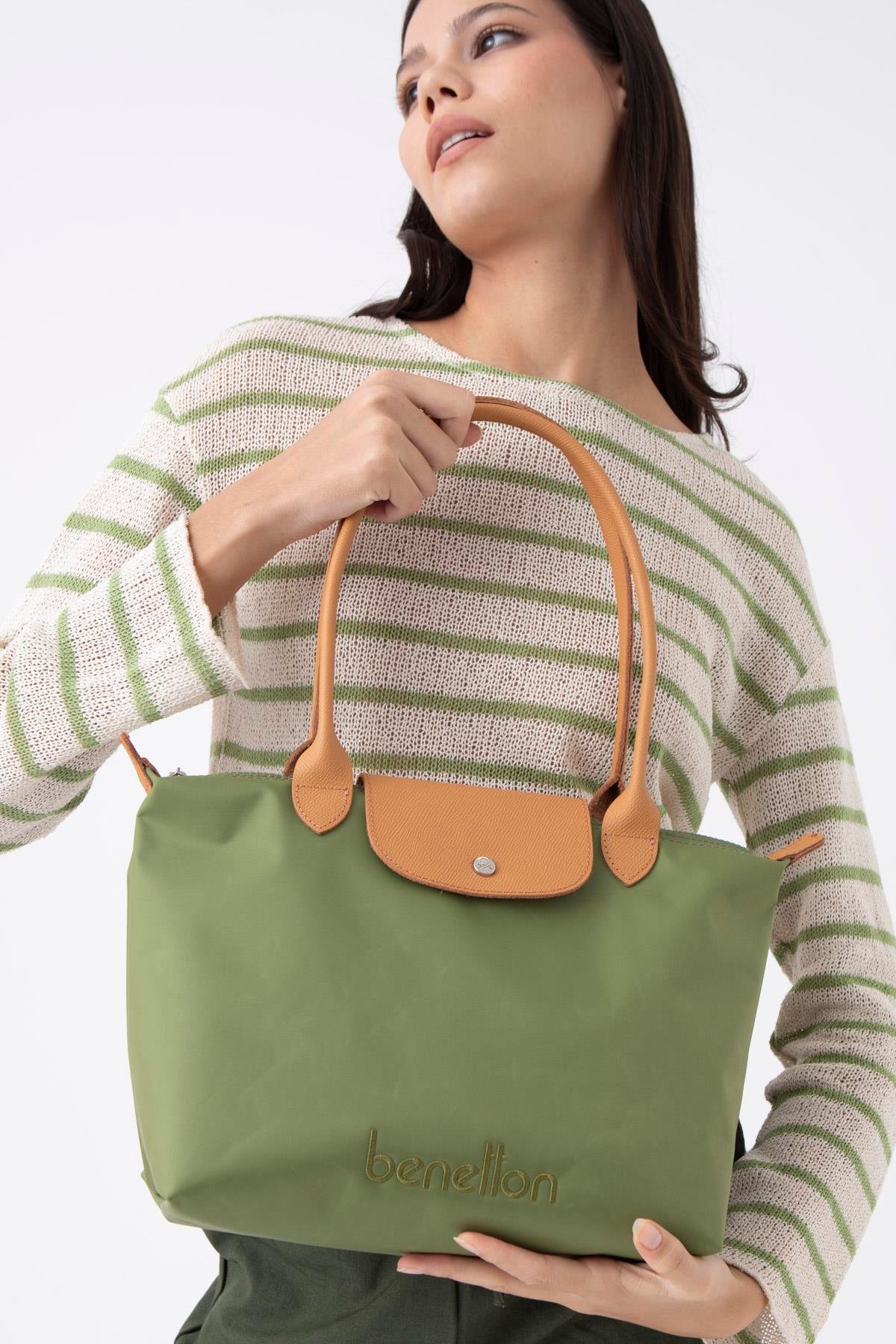Benetton bnt1357 Kadın El Çantası Yeşil Camel