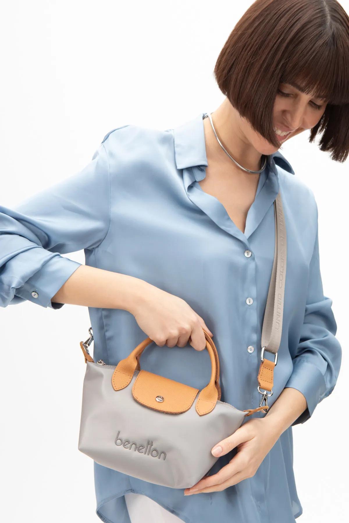 Benetton BNT1360 Kadın Kol Çantası A.Gri-Camel