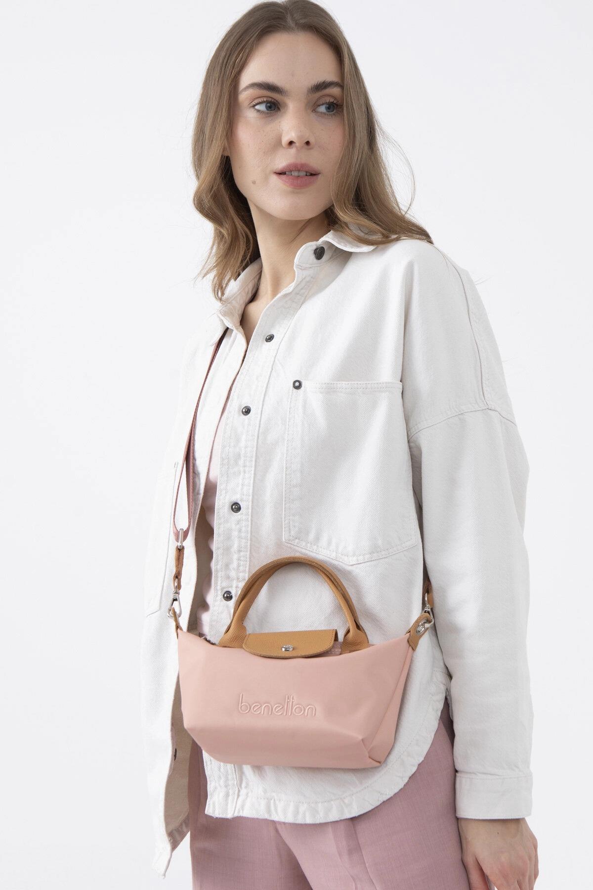 Benetton BNT1360 Kadın Kol Çantası Pembe-Camel