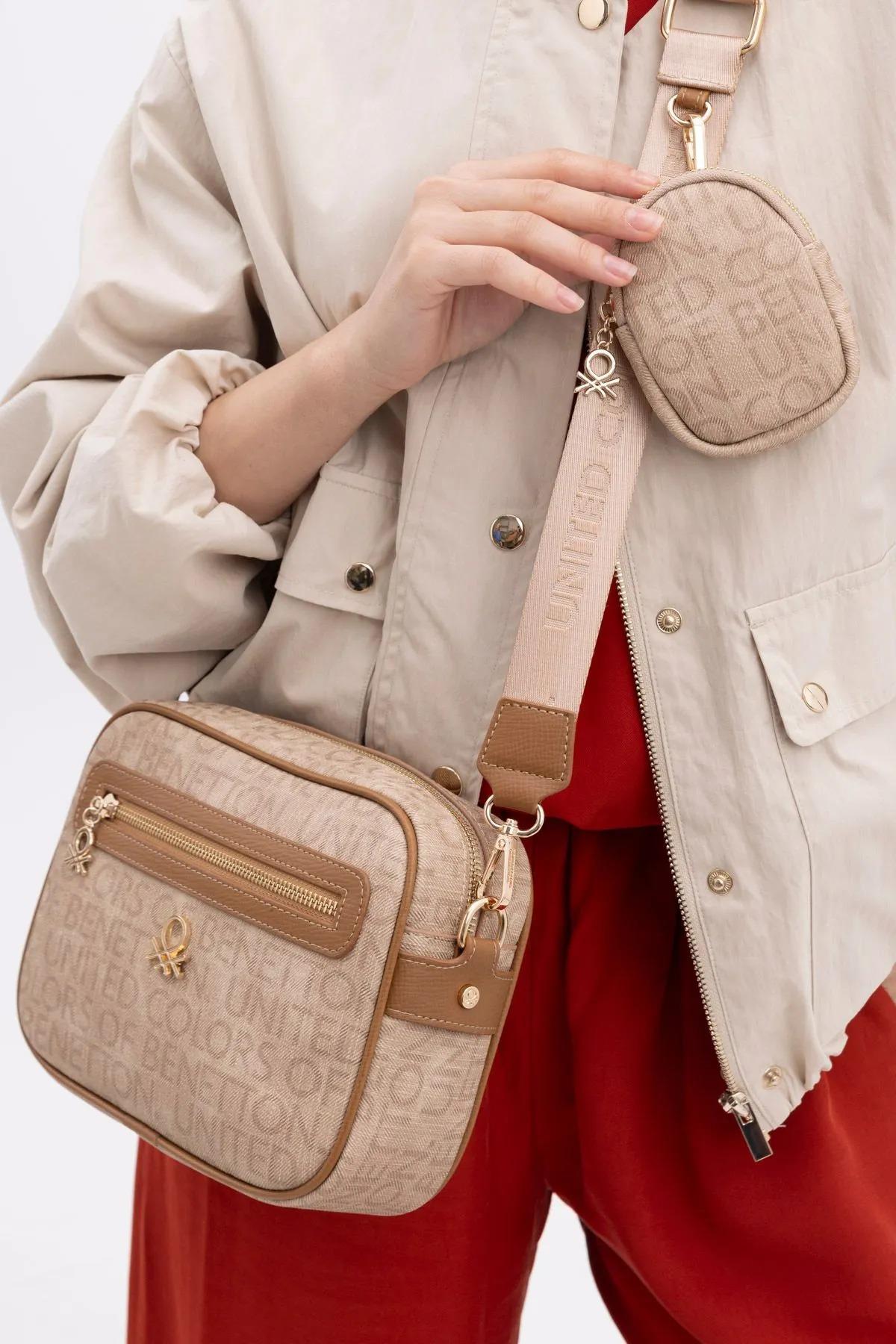 Benetton bnt1385 Kadın Çapraz Çanta Camel