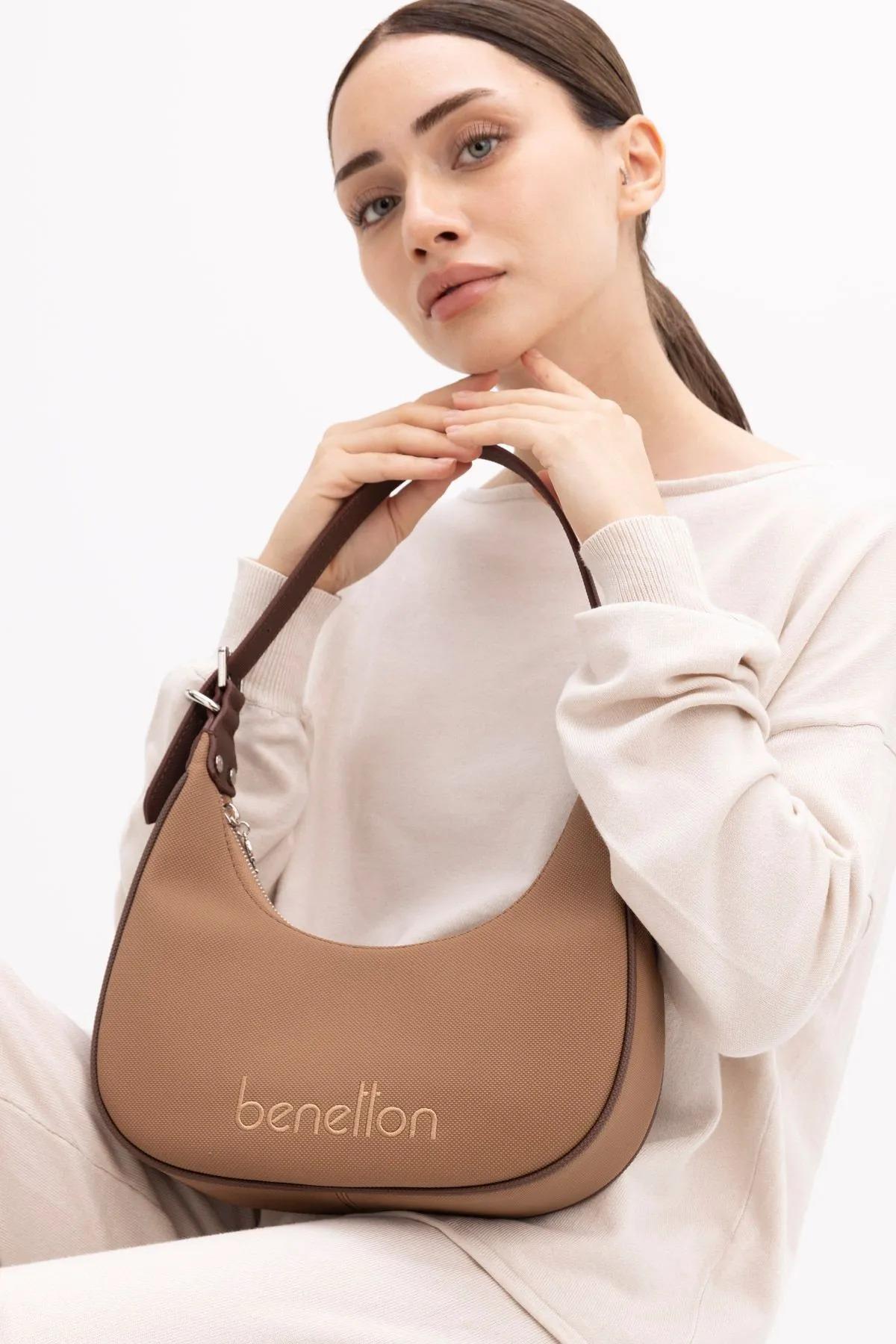 Benetton bnt1436 Kadın Omuz Çantası Camel Kahve