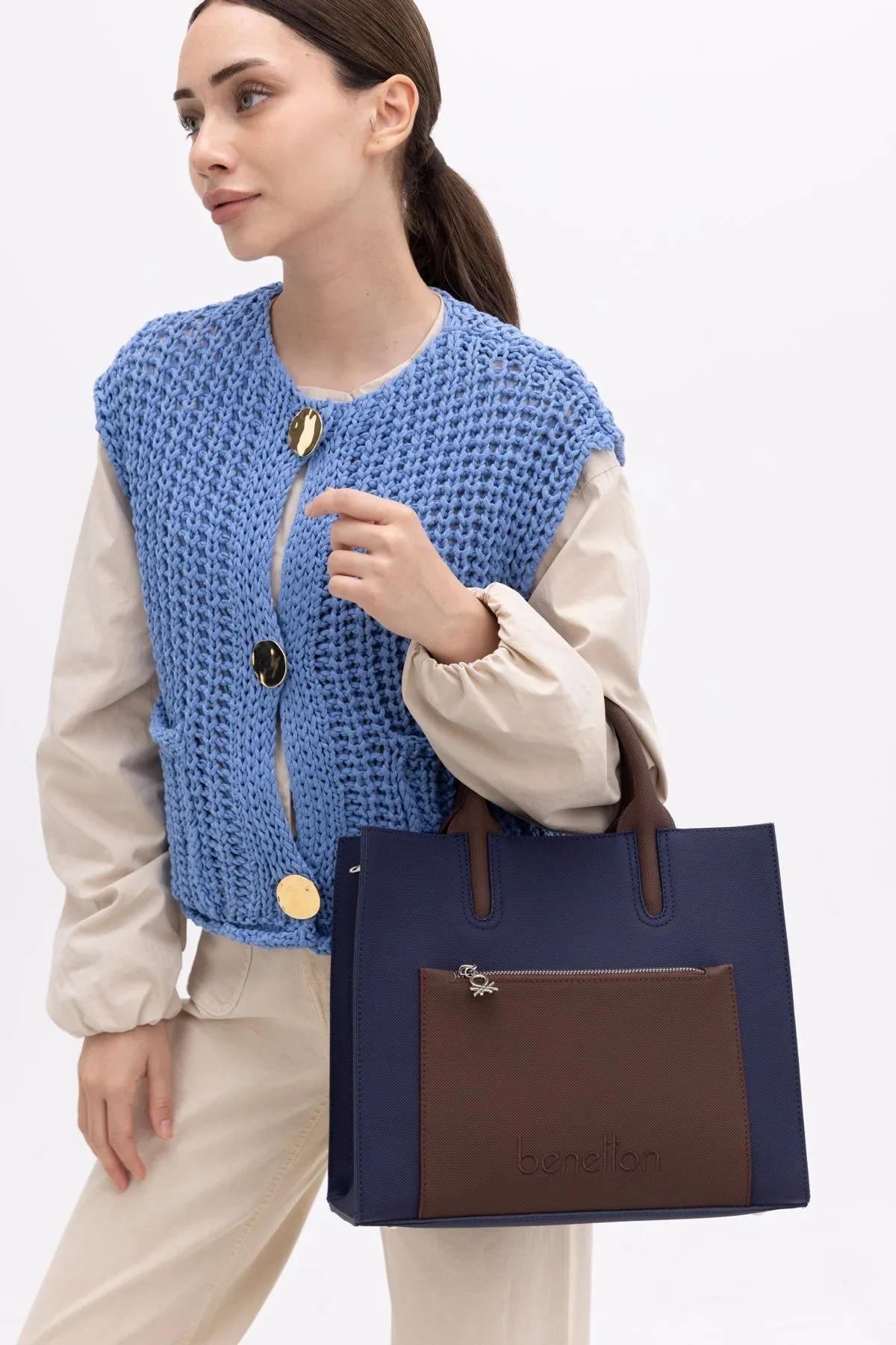 Benetton bnt1441 Kadın El ve Omuz Çantası Lacivert Kahve