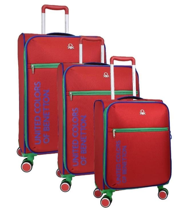 BENETTON BNT2100 KUMAŞ VALİZ KIRMIZI 3 LÜ SET