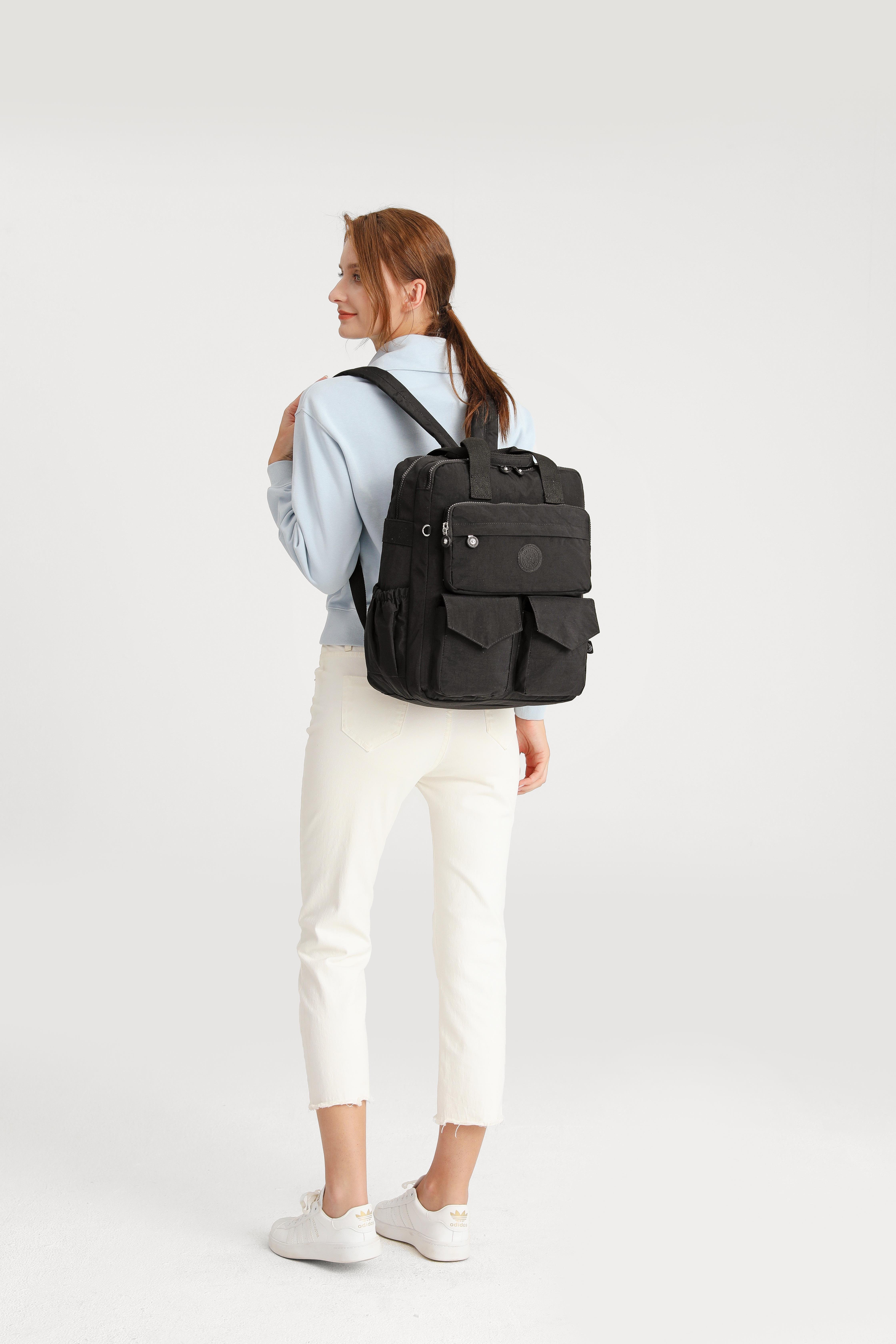 Büyük Boy Krinkıl Kumaş Sırt Çantası Smart Bags 1175 Siyah