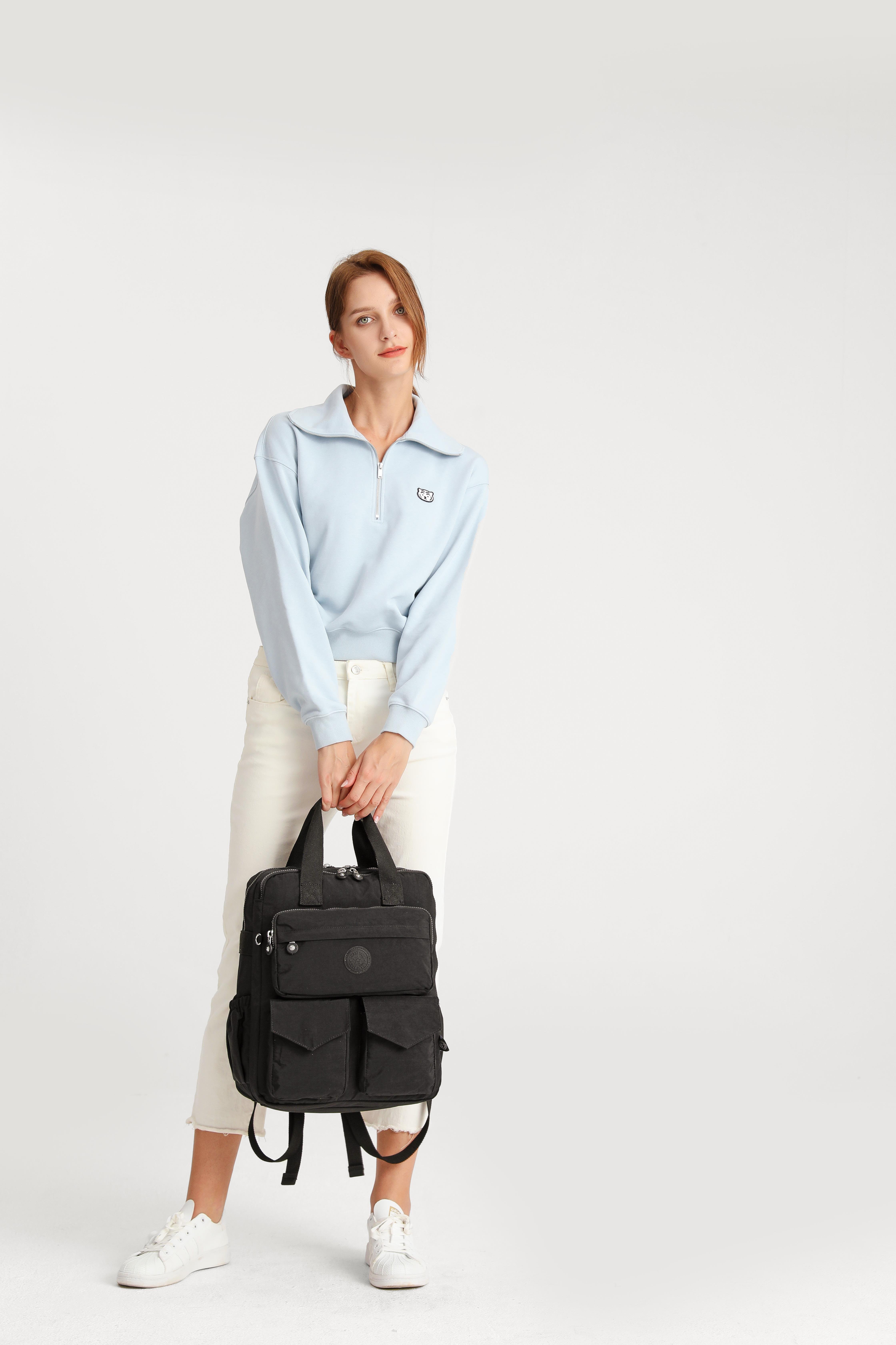 Büyük Boy Krinkıl Kumaş Sırt Çantası Smart Bags 1175 Siyah