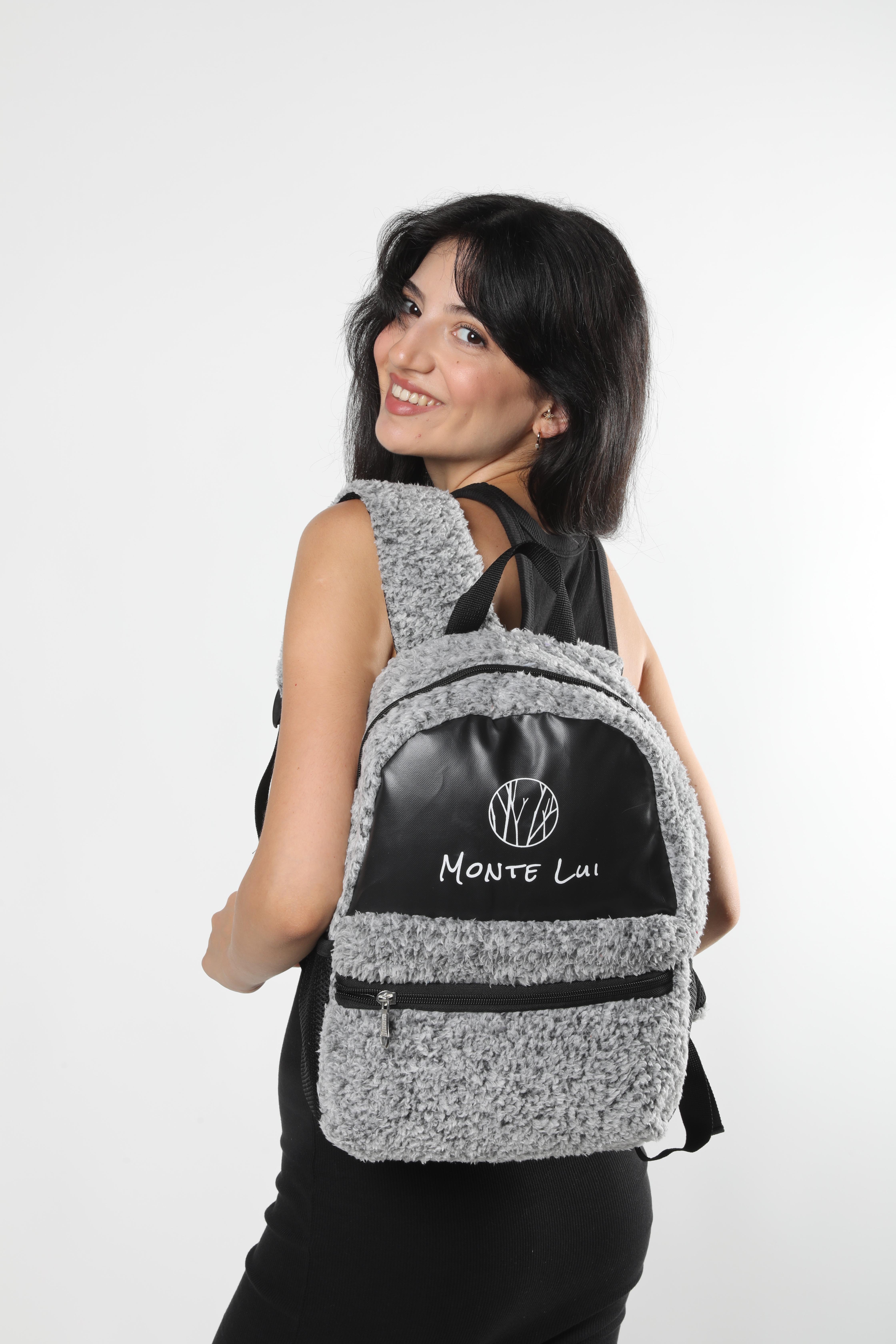 Monte Lui mnt3637 Peluş Sırt Çantası Gri