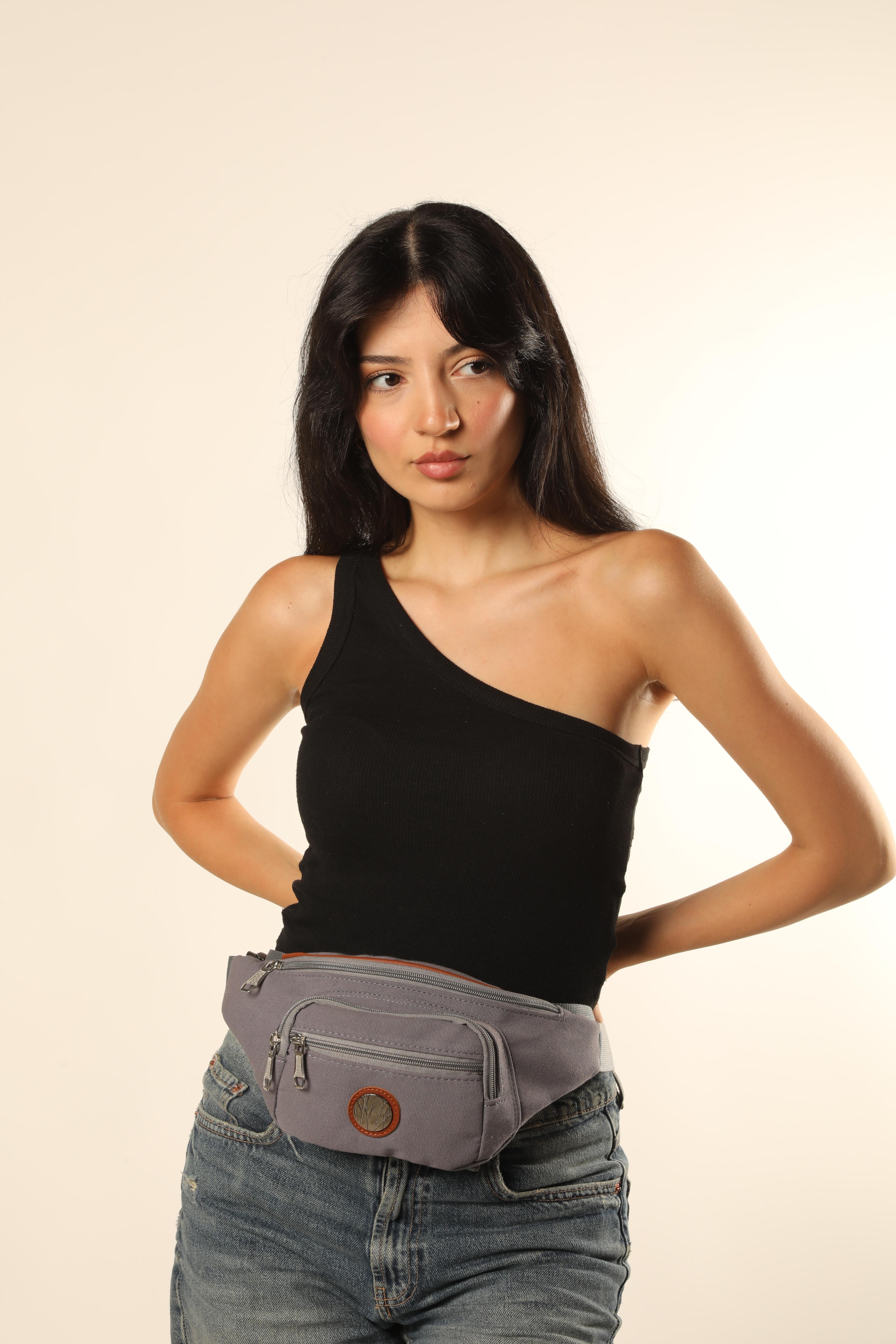 Monte Lui Unisex Kanvas Kumaş Bel ve Çapraz Çanta Füme