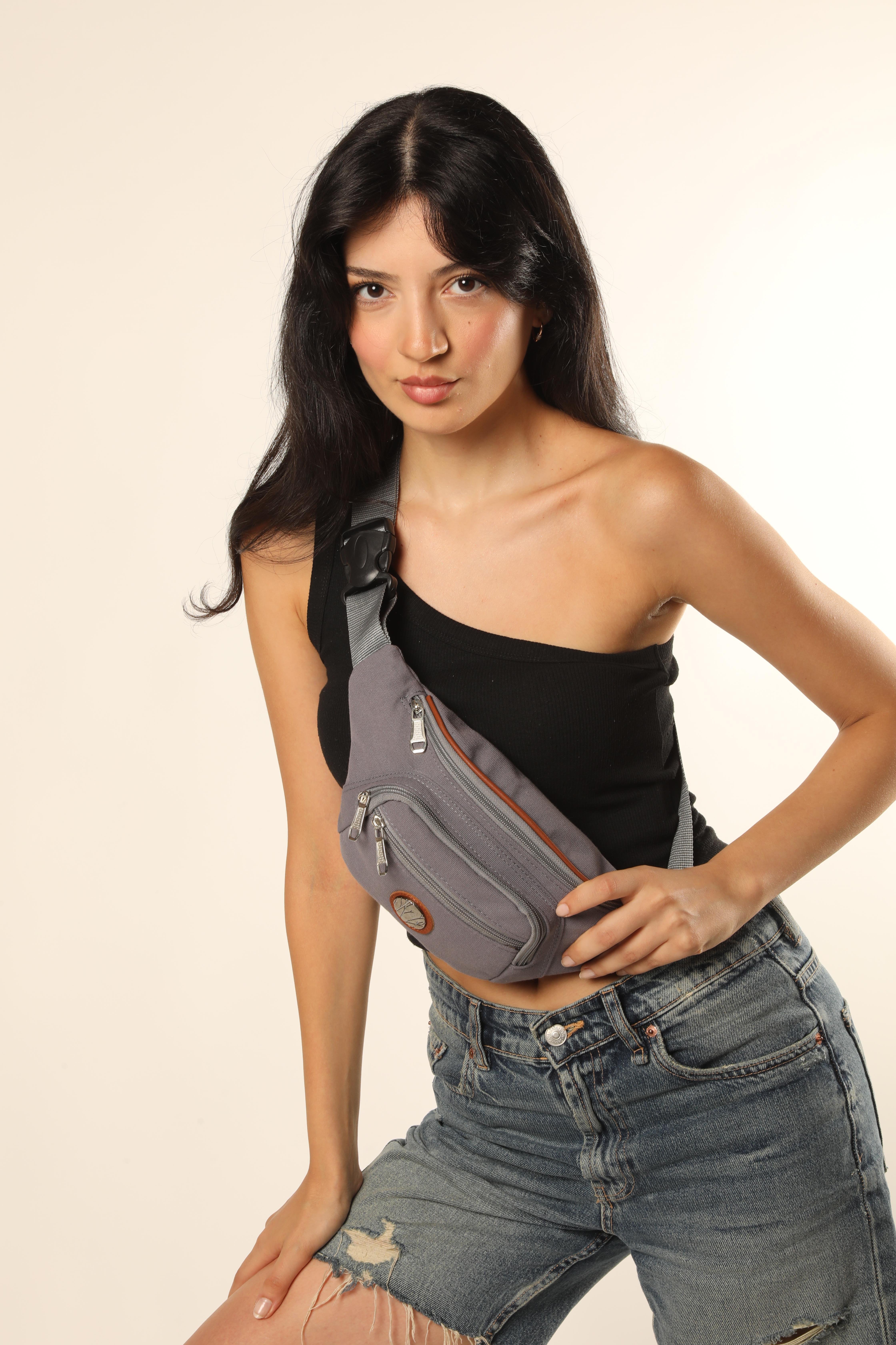 Monte Lui Unisex Kanvas Kumaş Bel ve Çapraz Çanta Füme