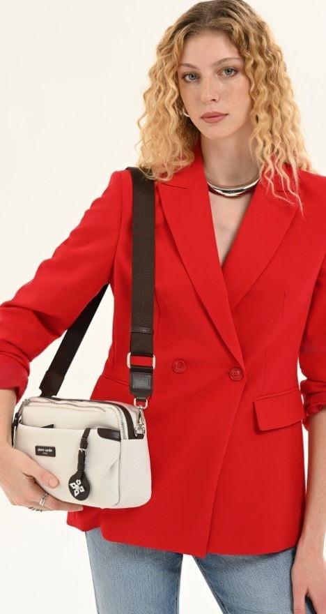 Pierre Cardin Kadın Beyaz Imperteks Ayarlanabilir Askılı Fermuarlı Omuz Çantası