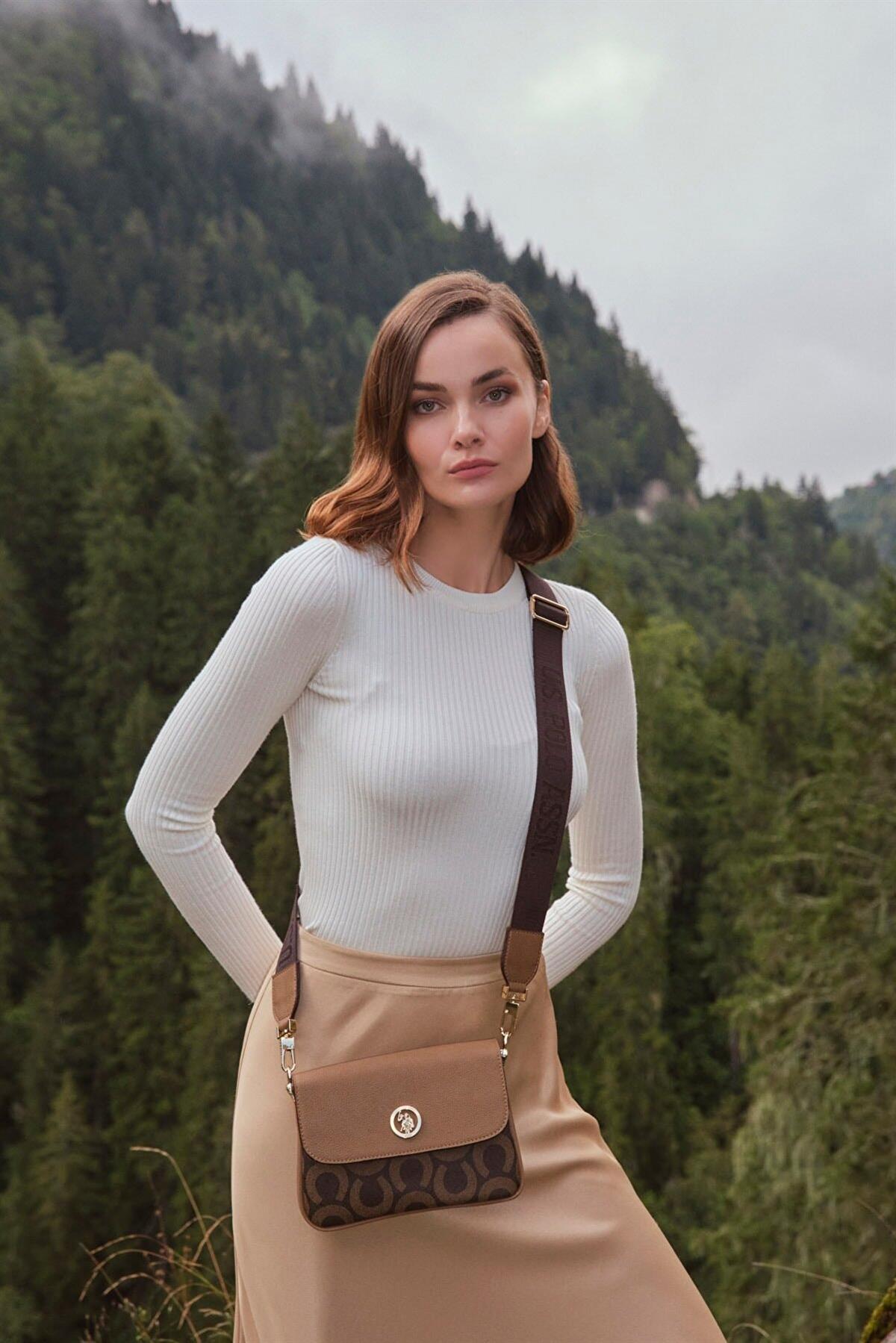 U.S Polo 23198 Kadın Çapraz Çanta Sütlü Kahve