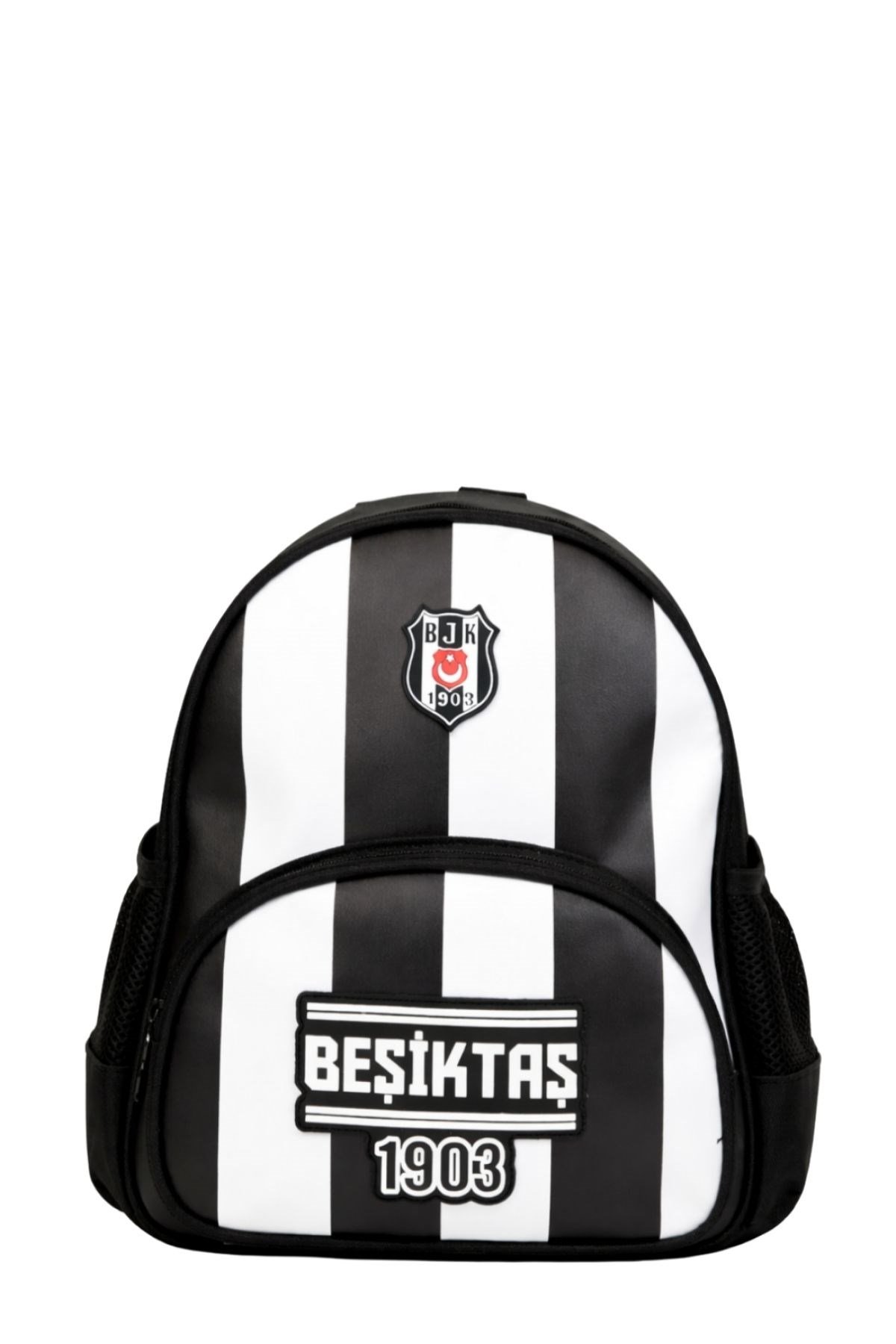 Beşiktaş Lisanslı Çubuk Desenli Rubber Logolu Su İtici Kumaşlı Anaokulu Sırt Çantası