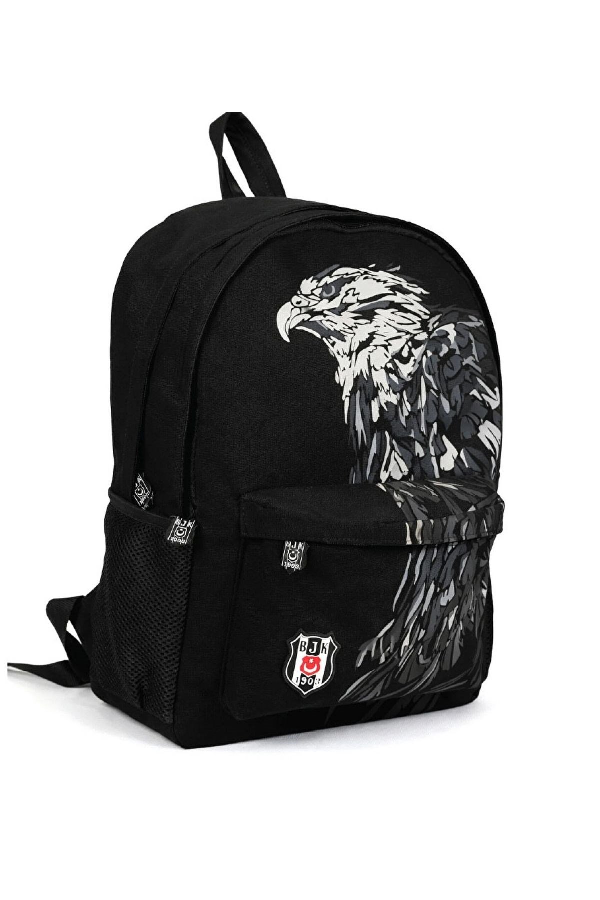 Beşiktaş Lisanslı Siyah Kartal - 3 Bölmeli İlkokul ve Ortaokul Çantası