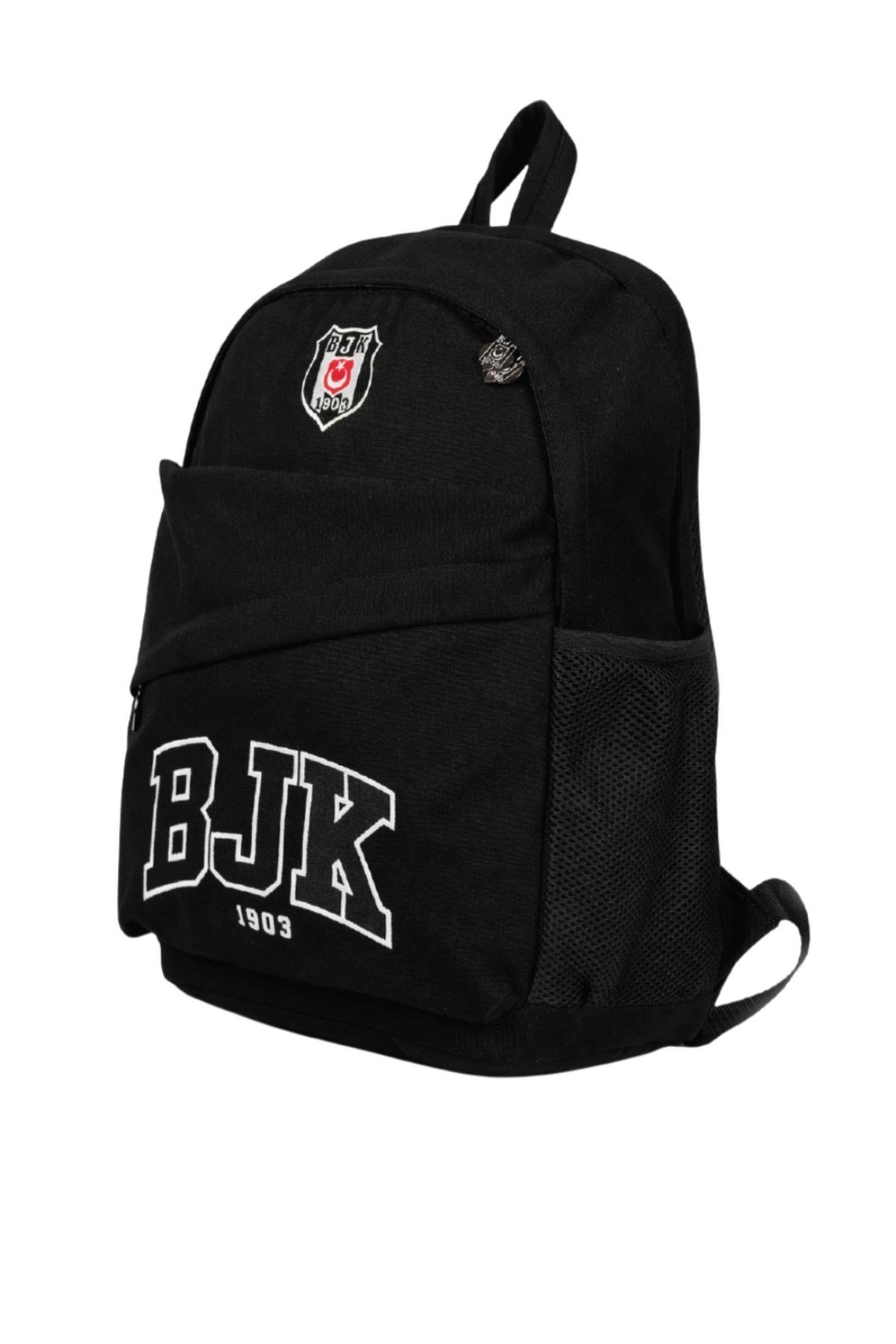 Beşiktaş Lisanslı Siyah Nakış Logolu Okul Çantası - 3 Bölmeli İlkokul ve Ortaokul Çantası