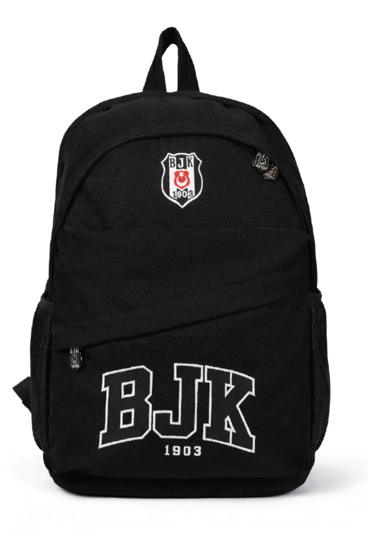 Beşiktaş Lisanslı Siyah Nakış Logolu Okul Çantası - 3 Bölmeli İlkokul ve Ortaokul Çantası