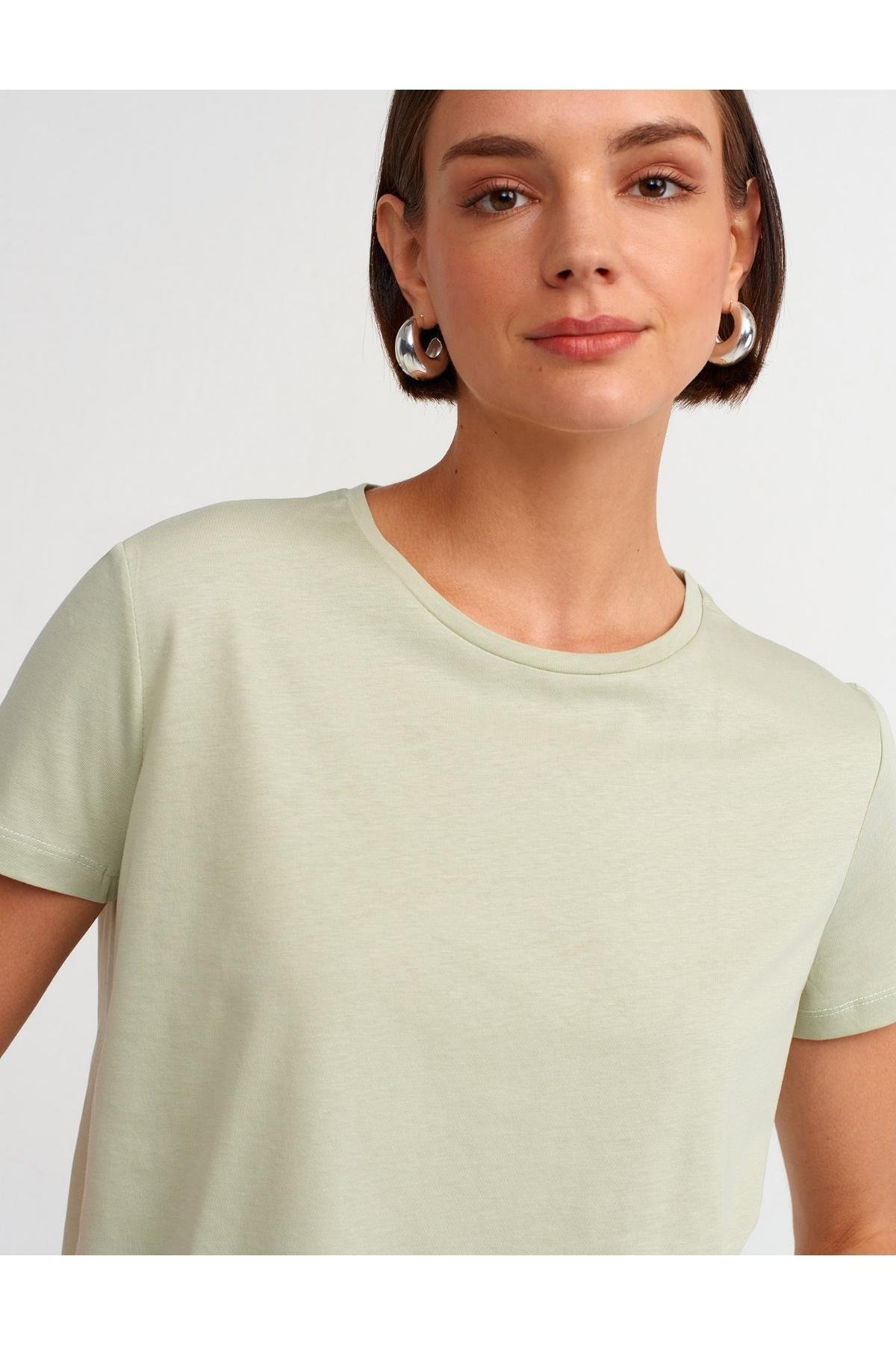 Bisiklet Yaka Basic T-Shirt - Mint