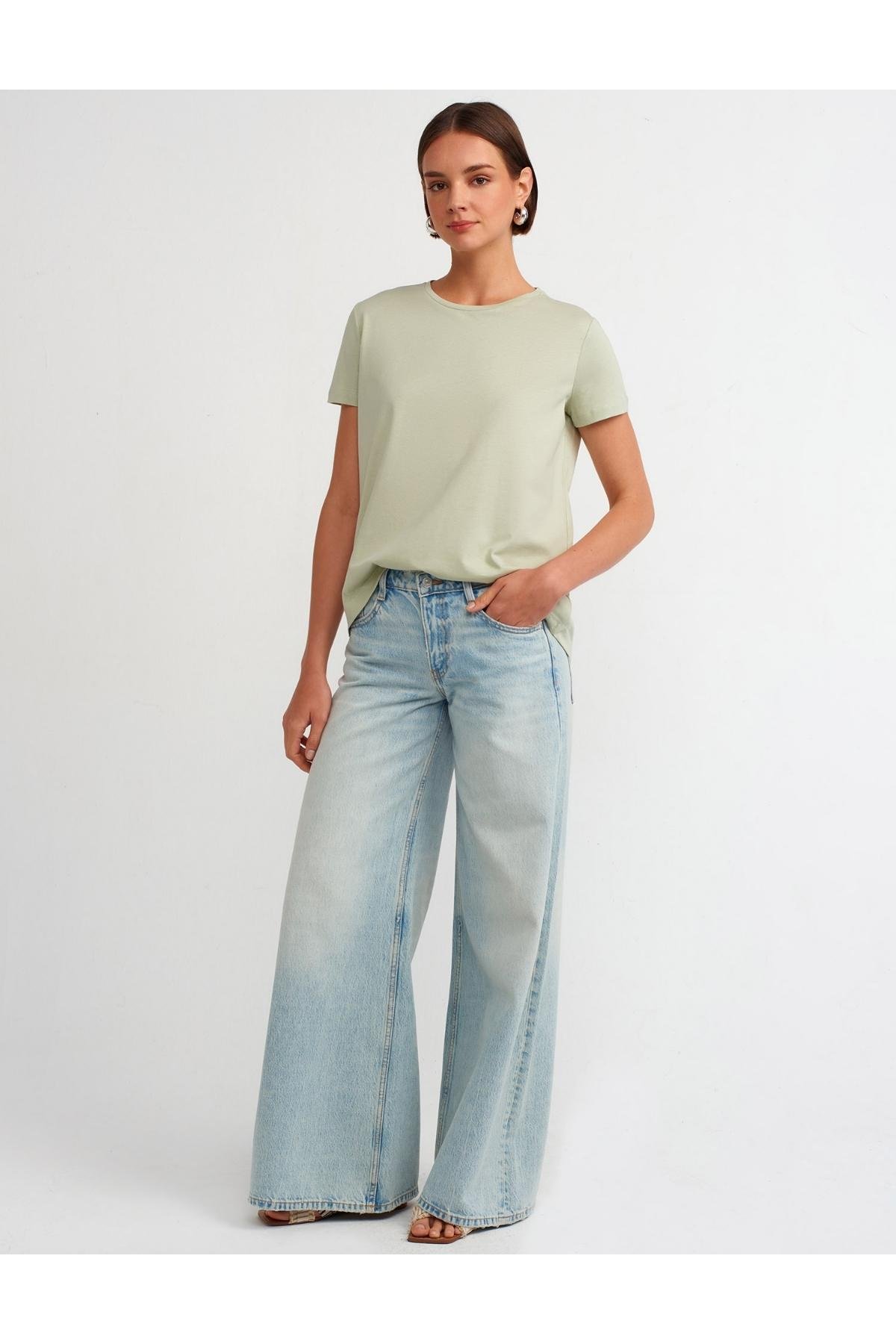 Bisiklet Yaka Basic T-Shirt - Mint