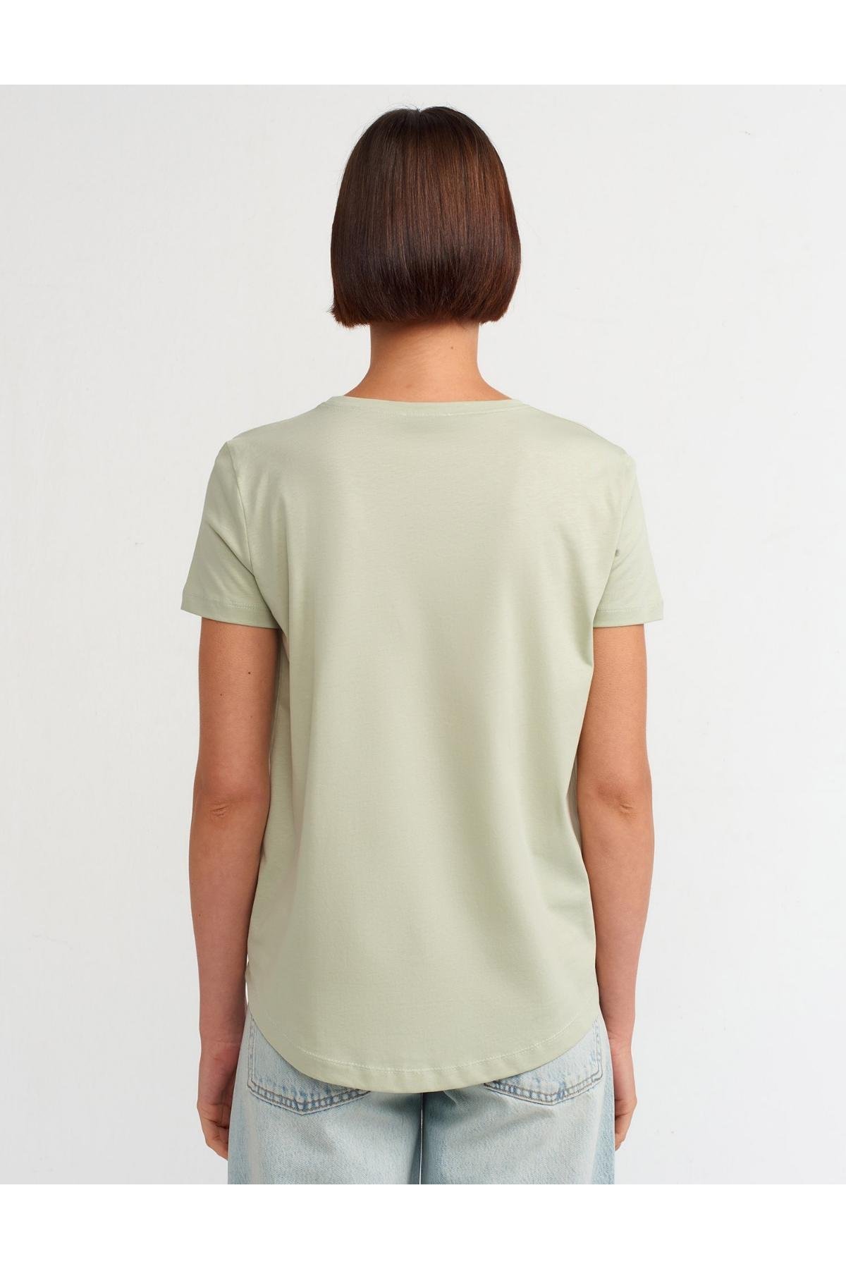 Bisiklet Yaka Basic T-Shirt - Mint