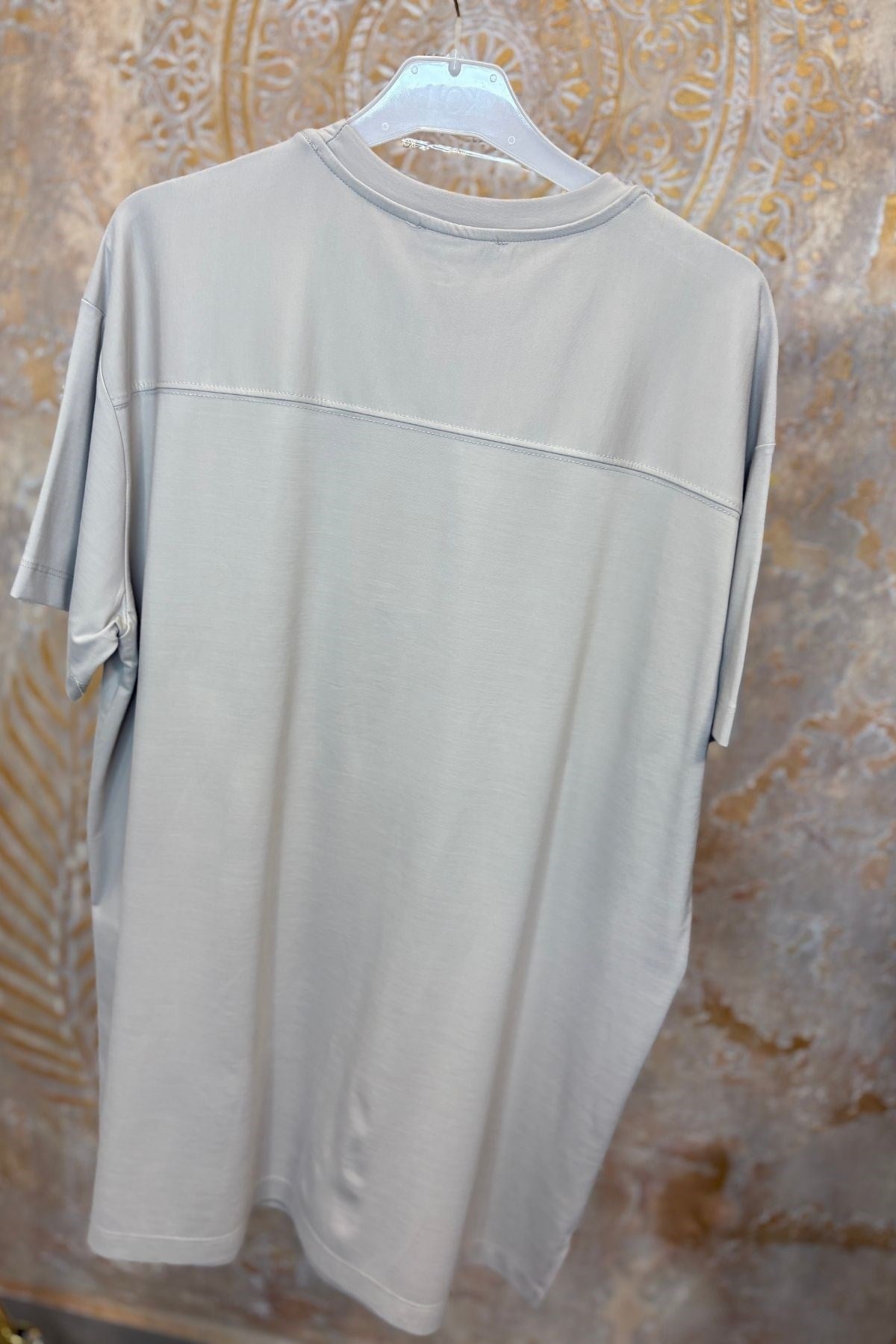 Kadın Tonoton Baskılı Basıc T-shirt -Bej