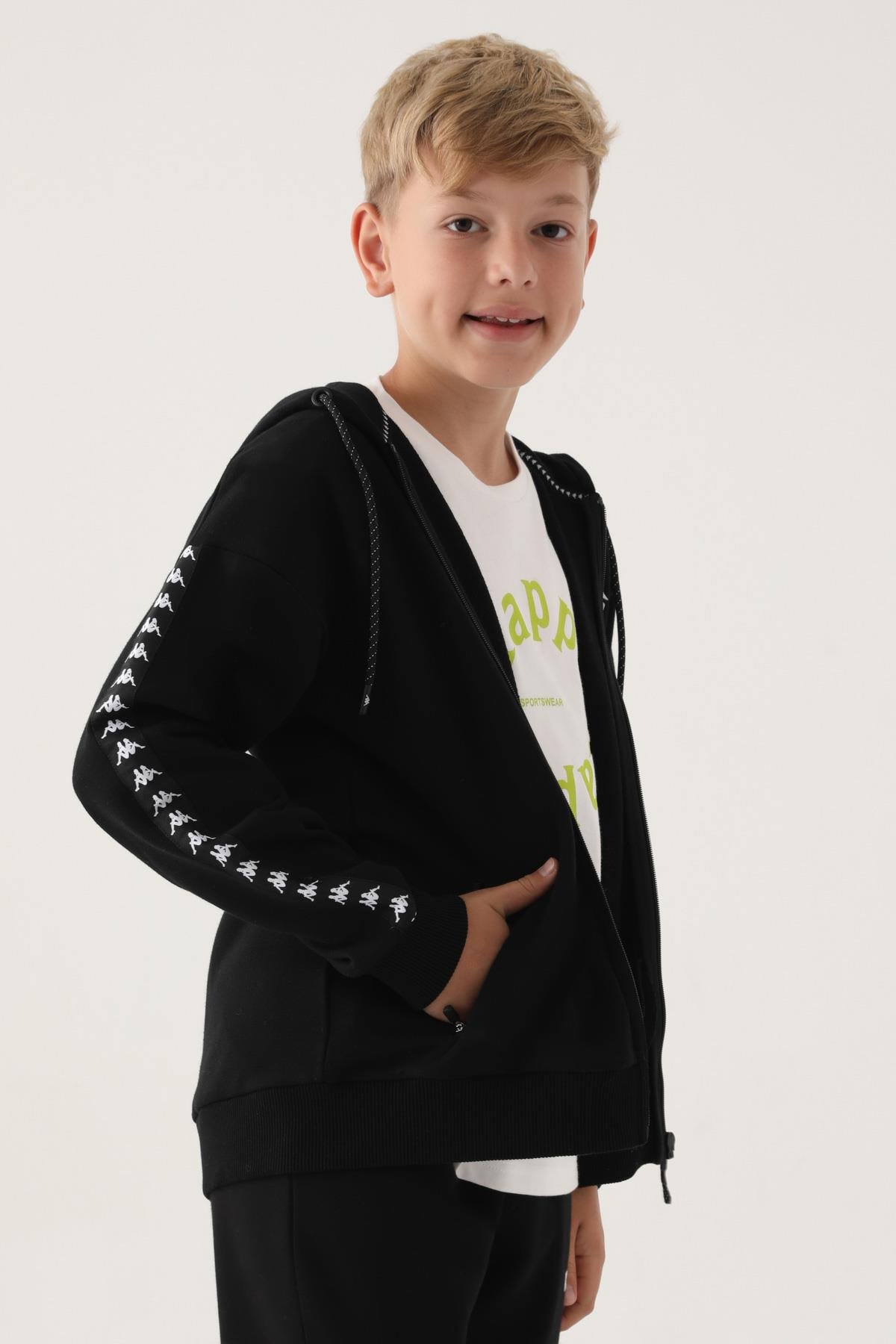 Kappa Erkek Kapşonlu Fermaurları Sweatshirt - Siyah