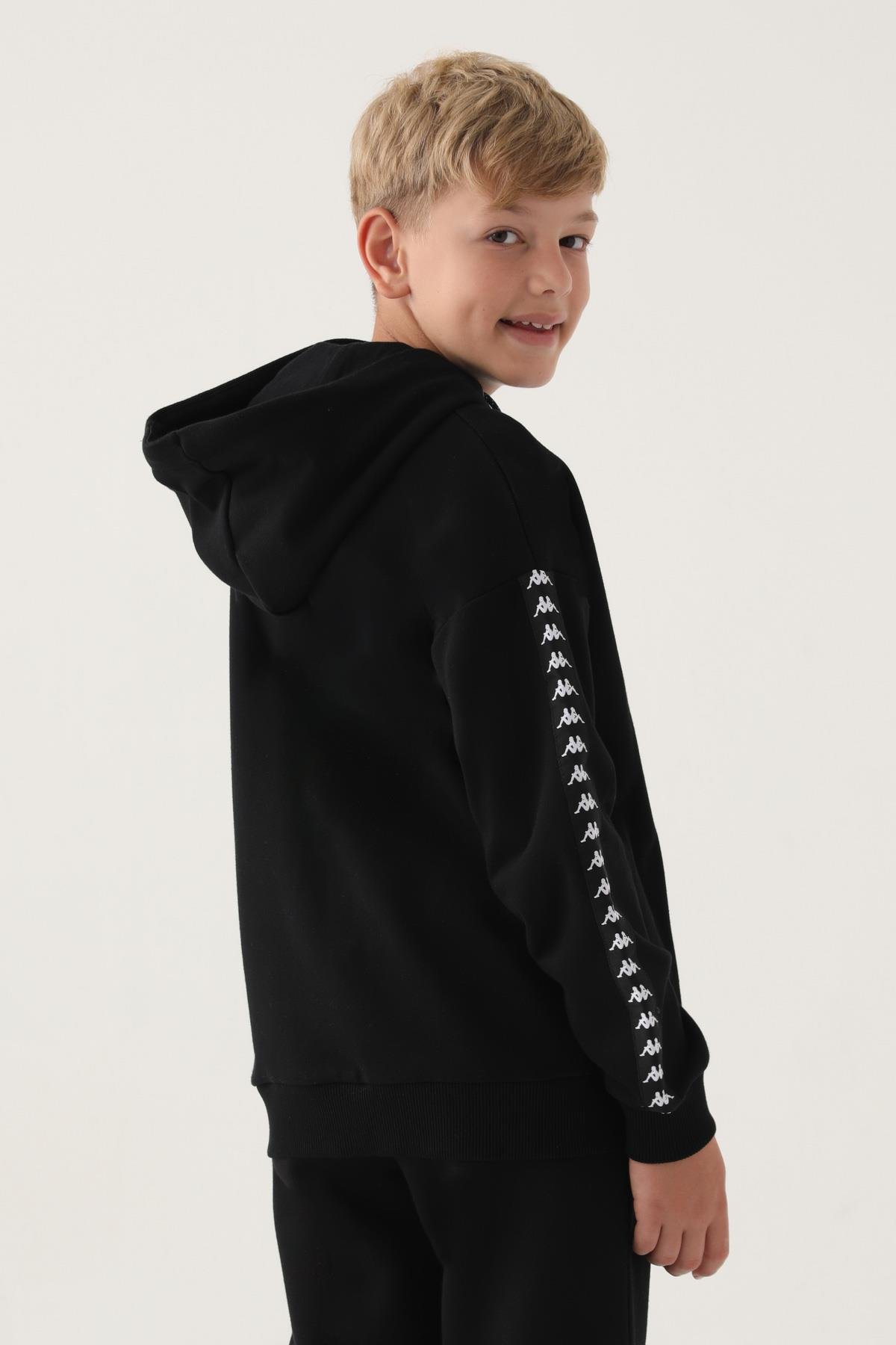 Kappa Erkek Kapşonlu Fermaurları Sweatshirt - Siyah