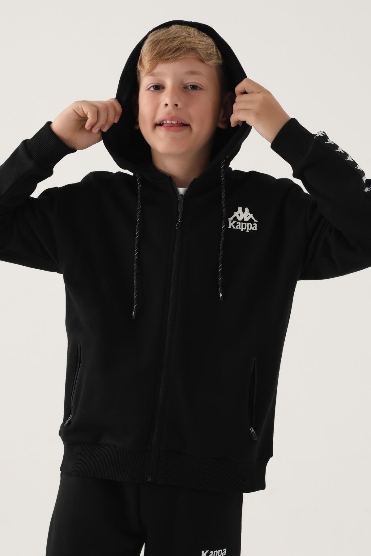 Kappa Erkek Kapşonlu Fermaurları Sweatshirt - Siyah