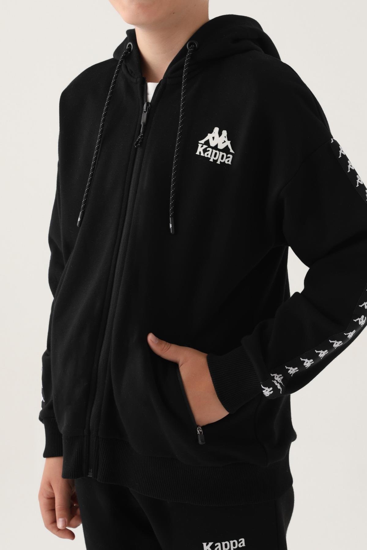 Kappa Erkek Kapşonlu Fermaurları Sweatshirt - Siyah