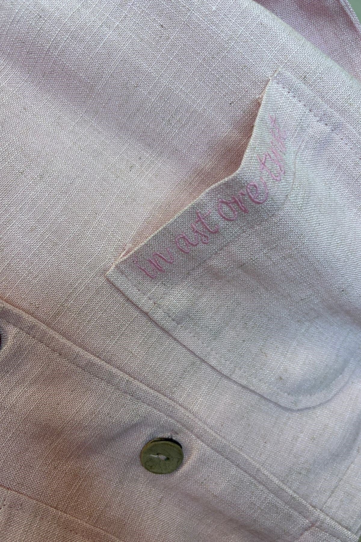 kız Çocuk Naturel Keten Oversize Ceket-Pembe