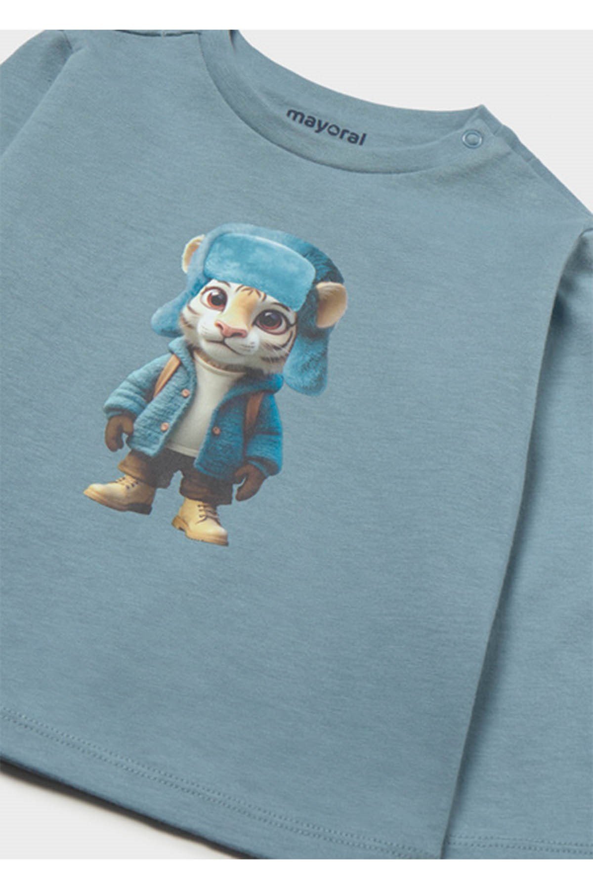 Mayoral Kış Sezon Erkek Bebek Uzun Kol Baskılı Tshirt - Koyu Yeşil