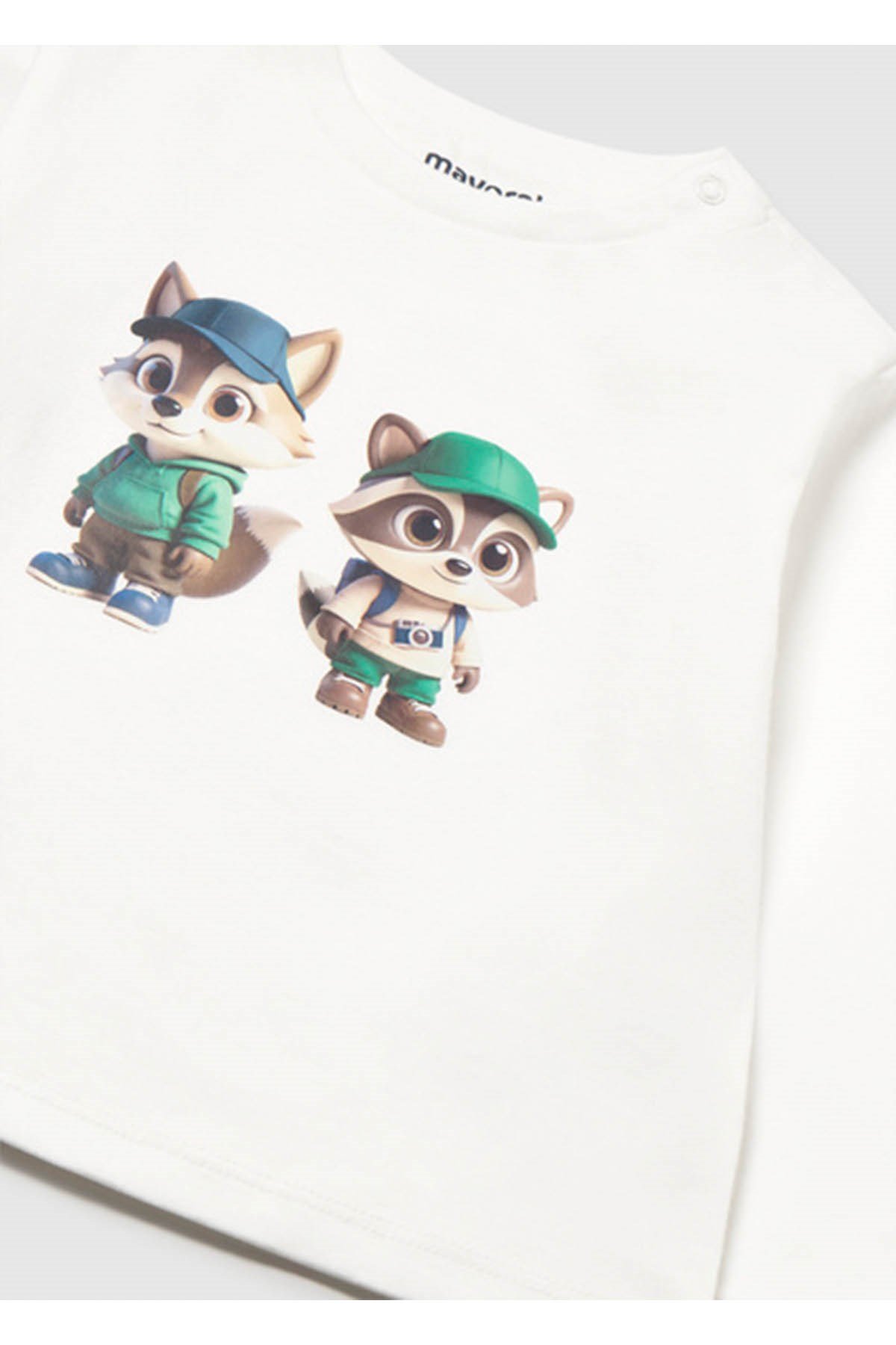 Mayoral Kış Sezon Erkek Bebek Uzun Kol Kahve Baskılı Tshirt - Krem