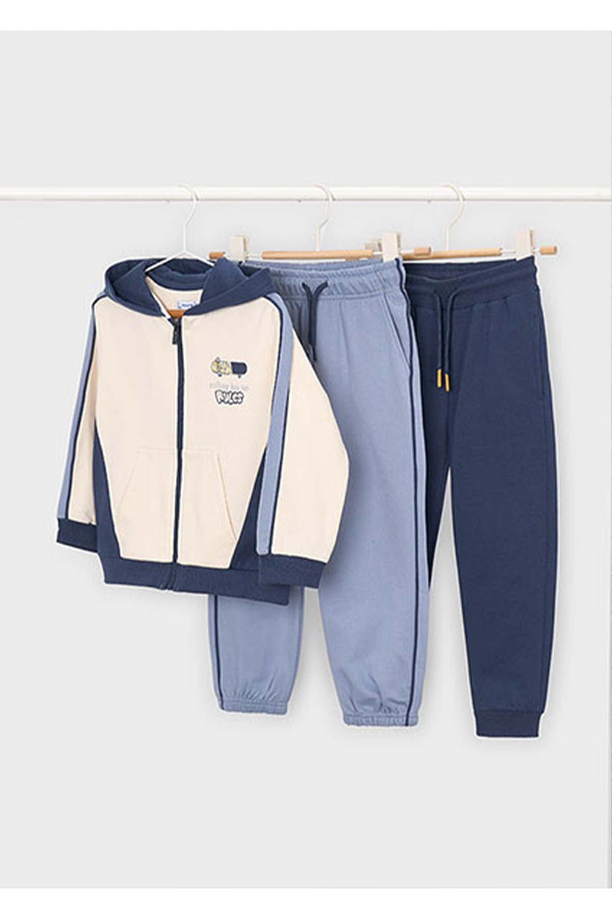 Mayoral Kış Sezon Erkek Çocuk 3'lü Sweatshirt Çift Eşofman Altlı Takım - Mavi