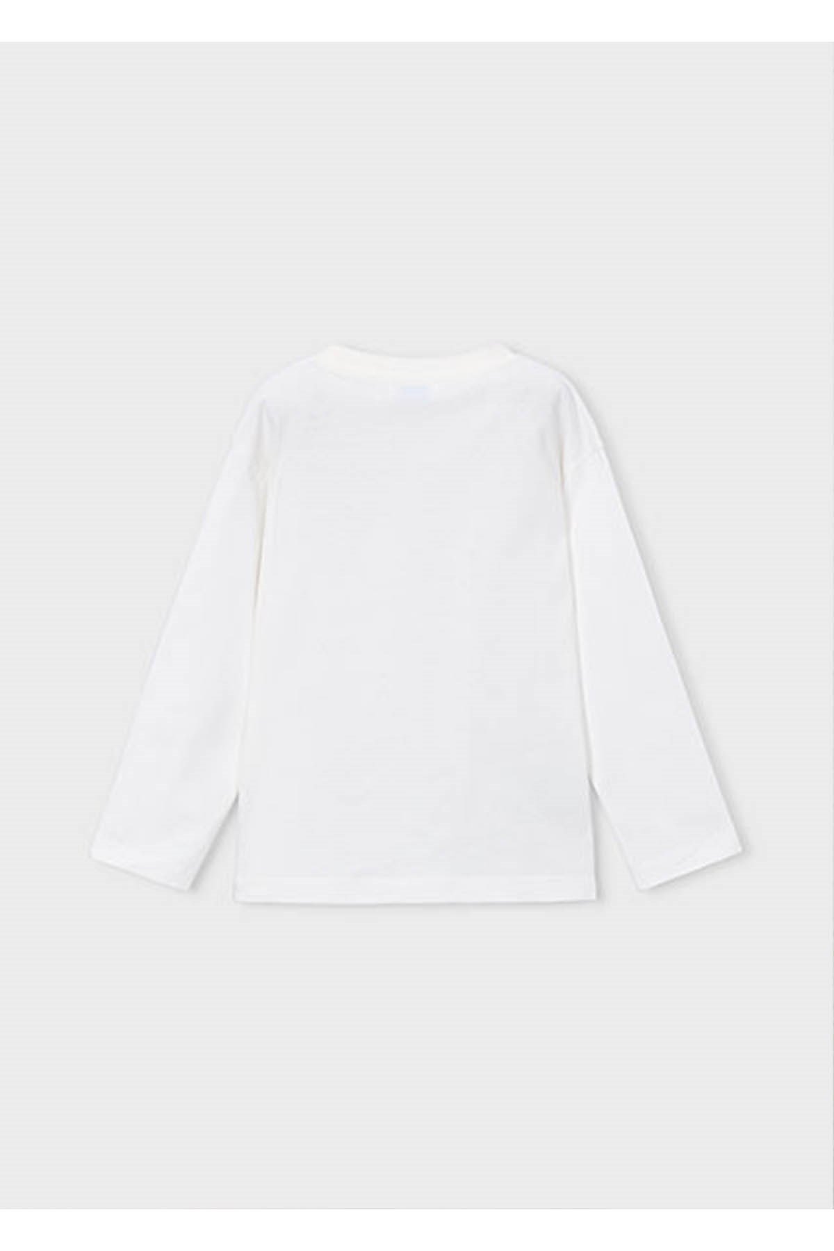 Mayoral Kış Sezon Erkek Çocuk Uzun Kol Baskılı Tshirt - Ekru