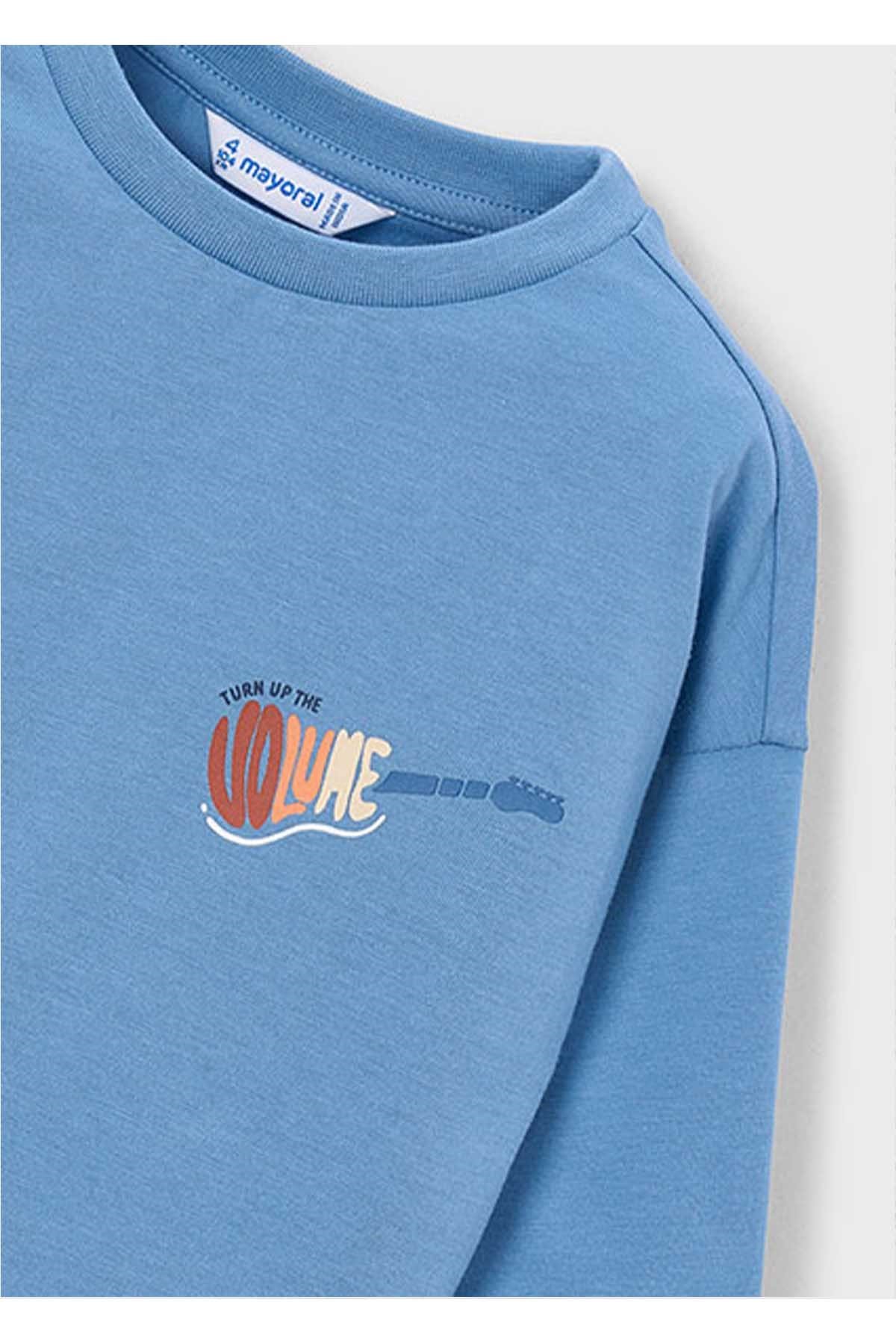 Mayoral Kış Sezon Erkek Çocuk Uzun Kol Çift Yüz Baskı Tshirt - Mavi