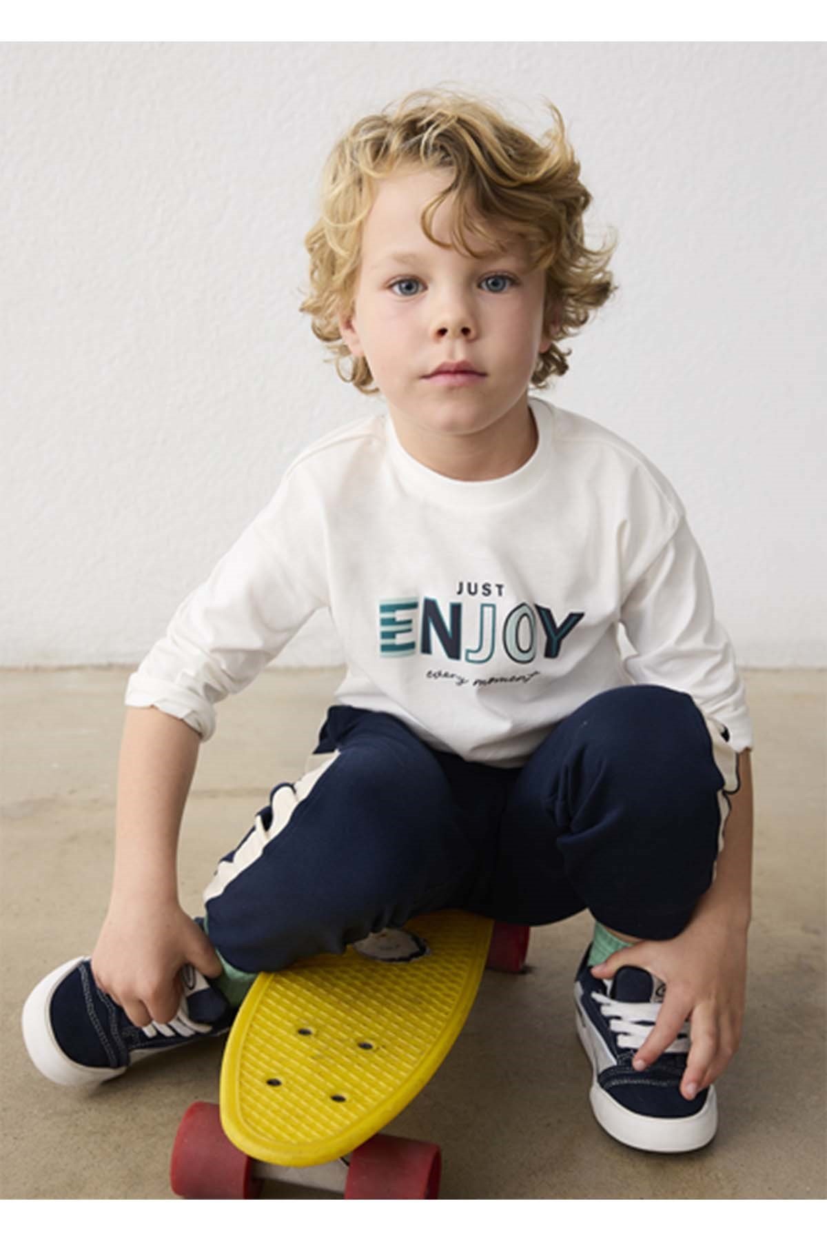 Mayoral Kış Sezon Erkek Çocuk Uzun Kol Tshirt - Krem