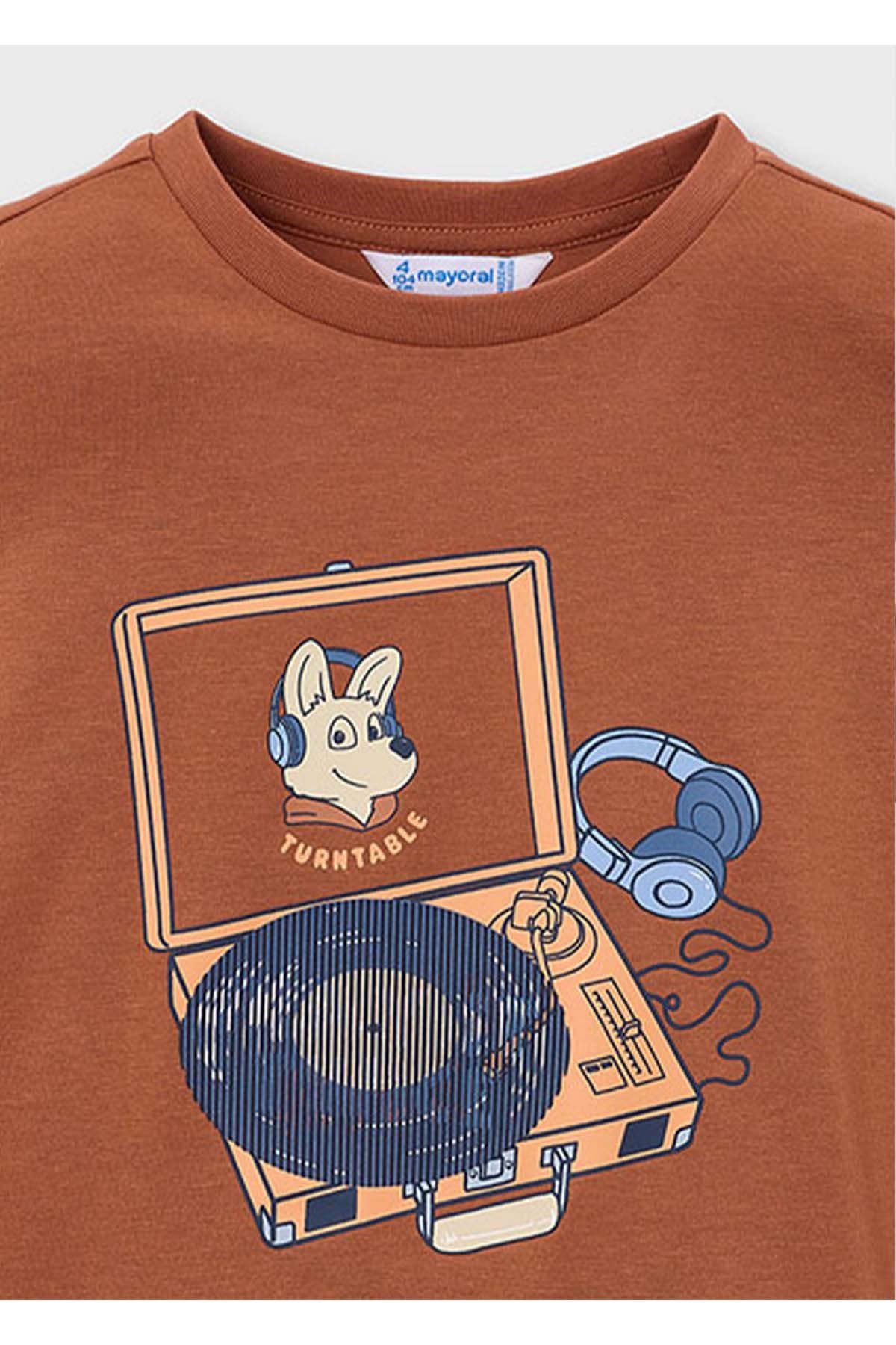 Mayoral Kış Sezon Erkek Çocuk Uzun Kol Baskılı Tshirt - Kiremit