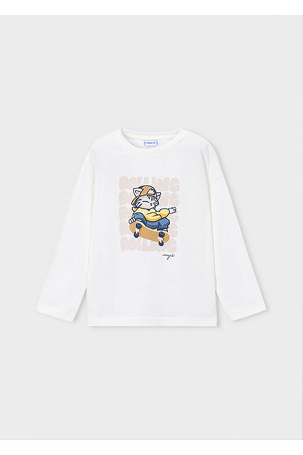 Mayoral Kış Sezon Erkek Çocuk Uzun Kol Tshirt - Krem