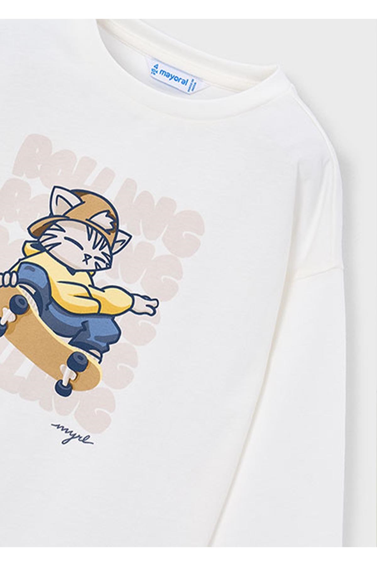 Mayoral Kış Sezon Erkek Çocuk Uzun Kol Tshirt - Krem